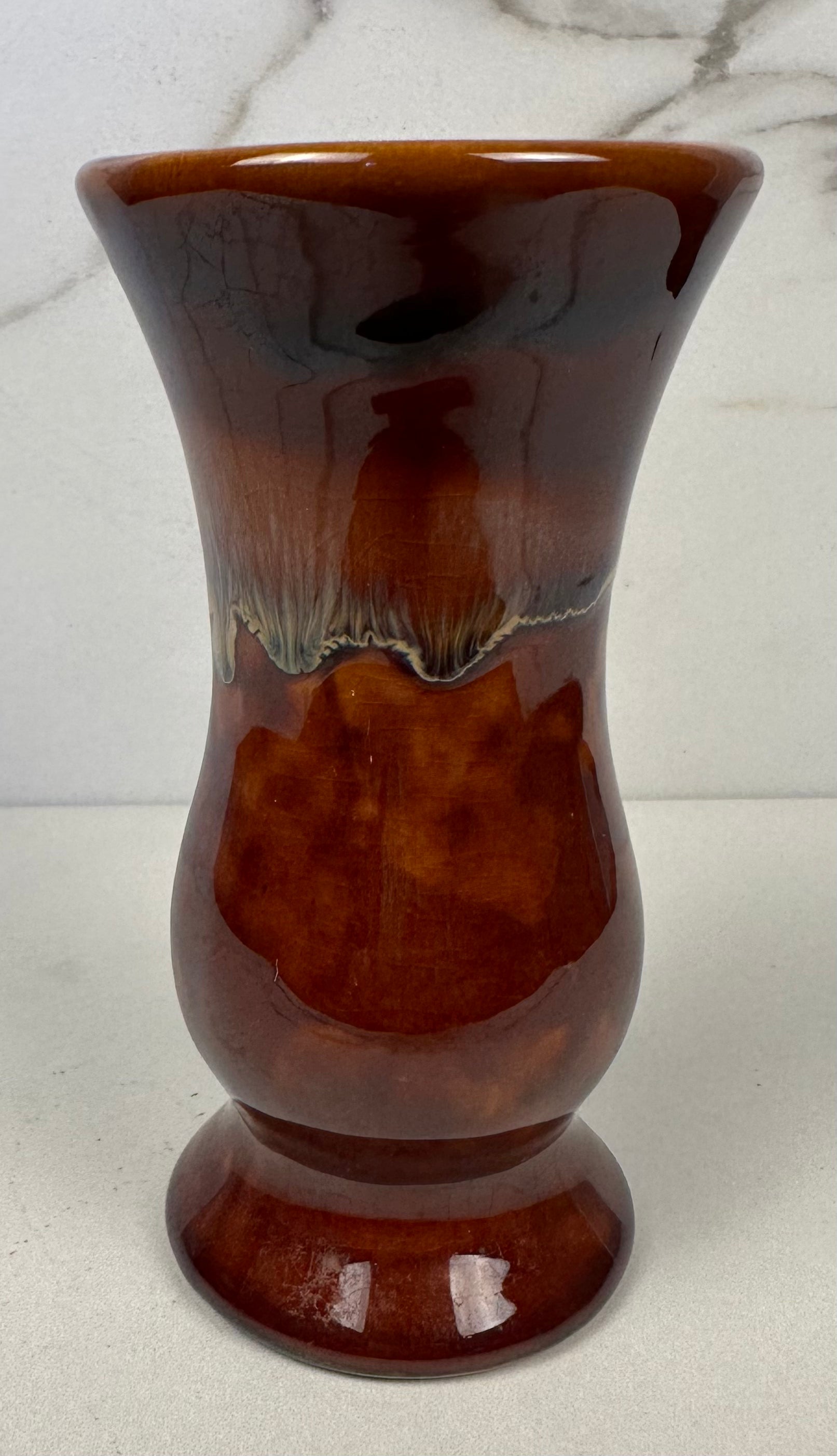 Mid Century Modern Brown Drip Glaze Ceramic Vase (1970s)