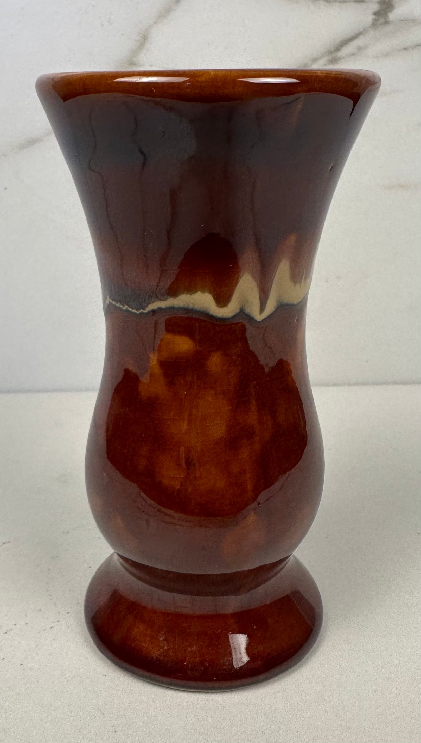 Mid Century Modern Brown Drip Glaze Ceramic Vase (1970s)