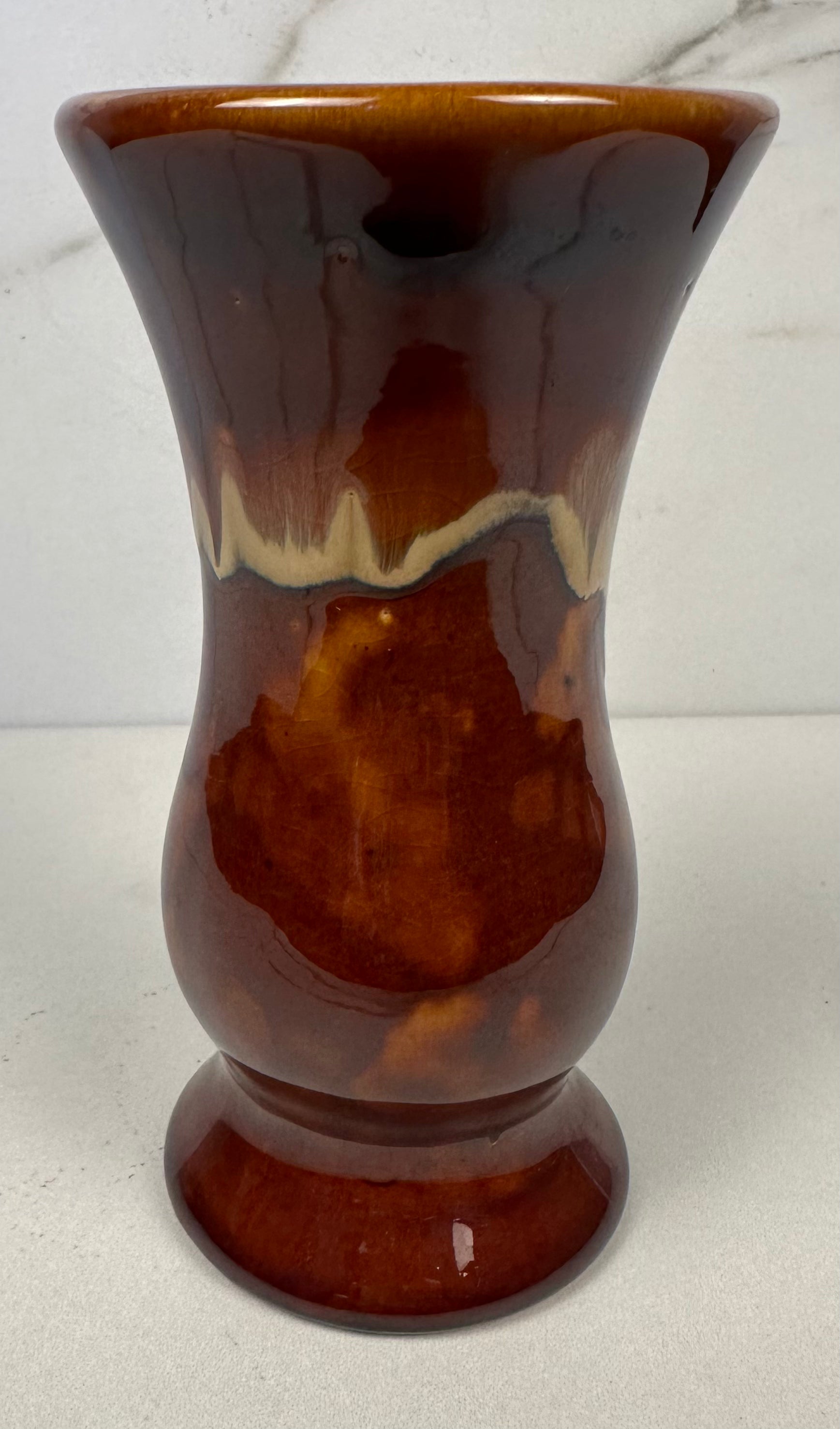 Mid Century Modern Brown Drip Glaze Ceramic Vase (1970s)