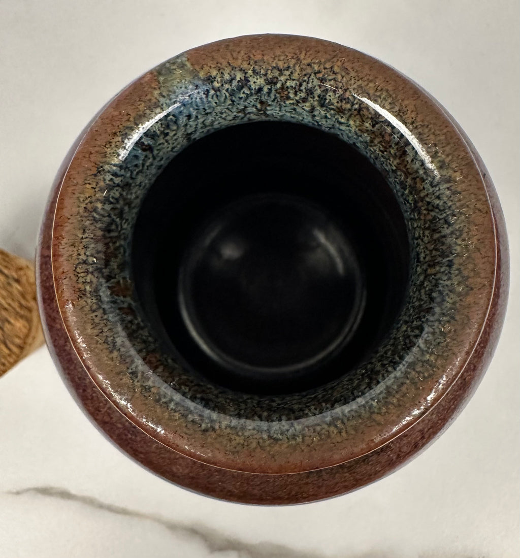 Studio Glazed Pottery Jar with Cork Lid, Artist Signed  - Ken Merrick