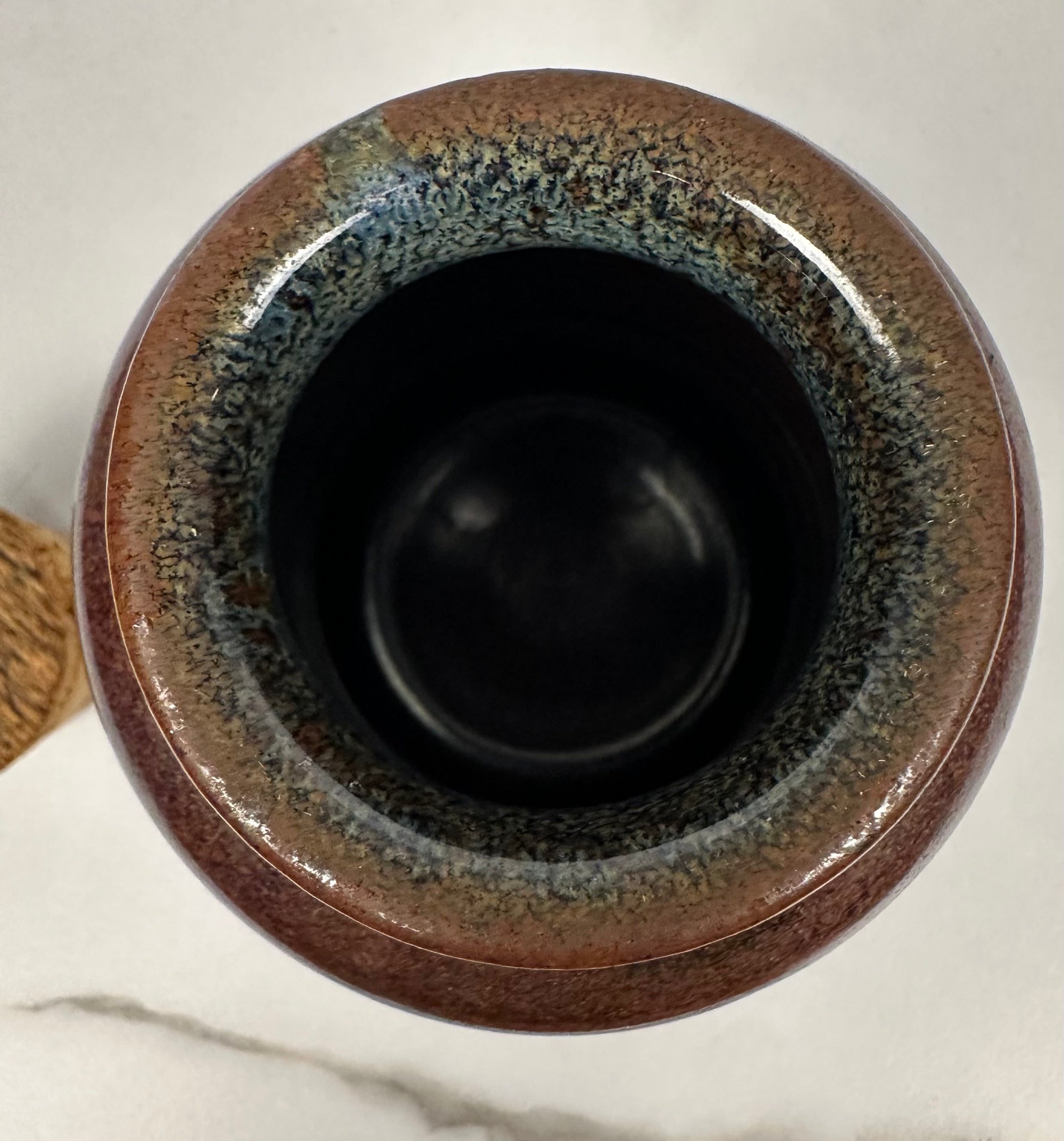 Studio Glazed Pottery Jar with Cork Lid, Artist Signed  - Ken Merrick