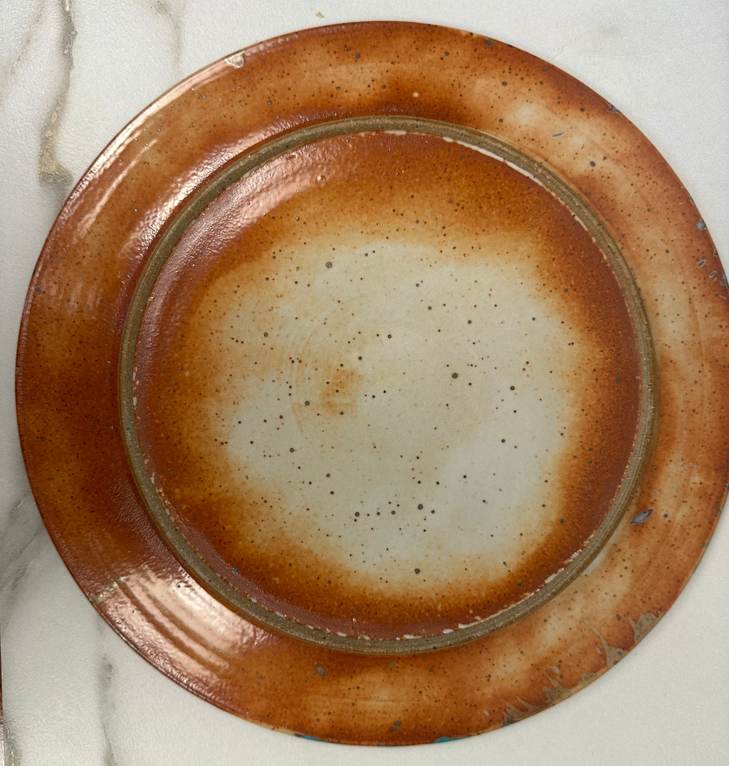 Terracotta & Turquoise Studio Pottery Art Plate