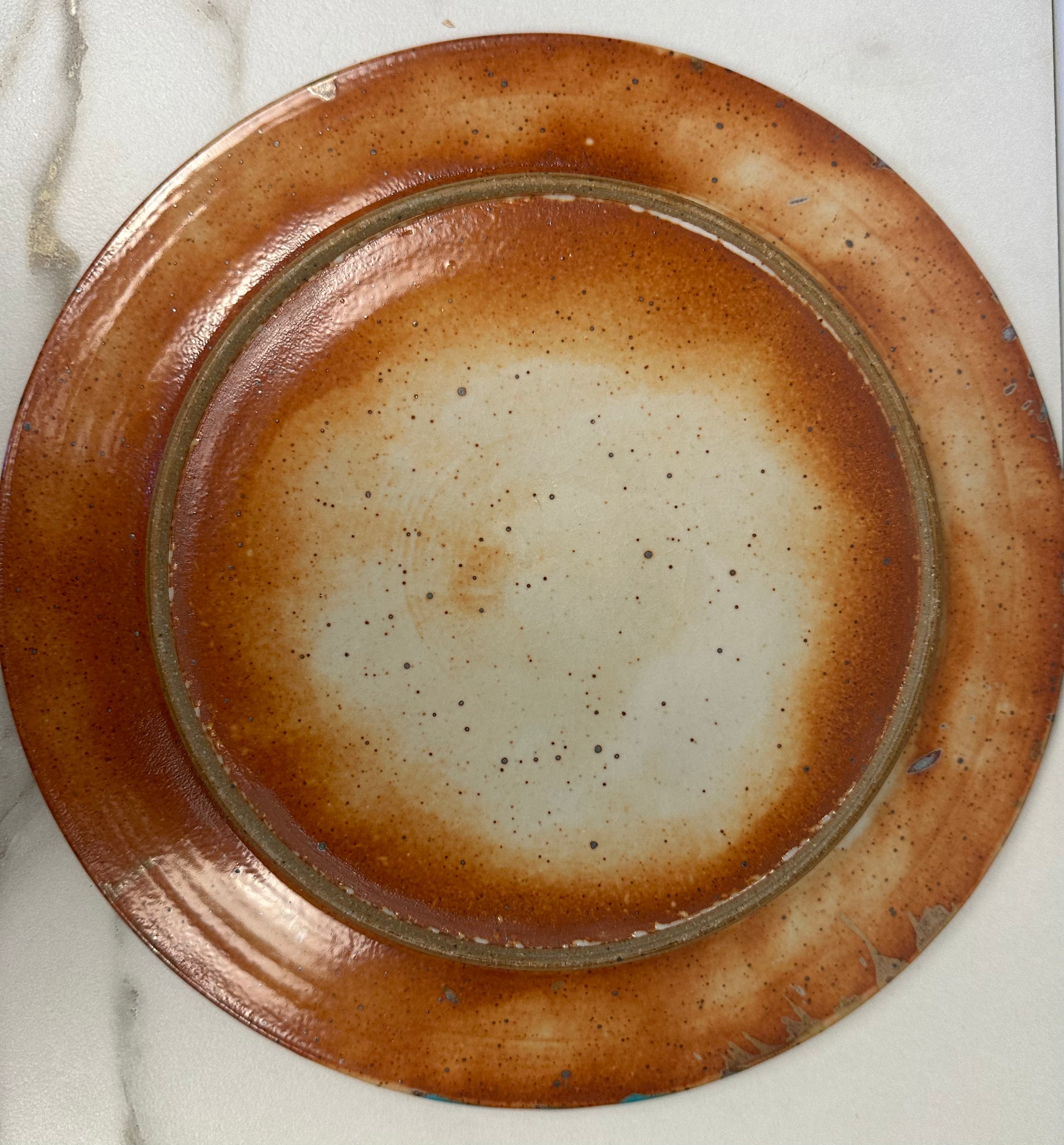 Terracotta & Turquoise Studio Pottery Art Plate