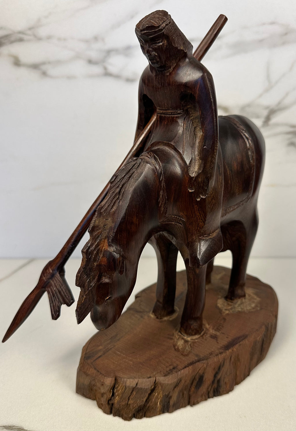 “End of the Trail” Hand-Carved Wood Sculpture