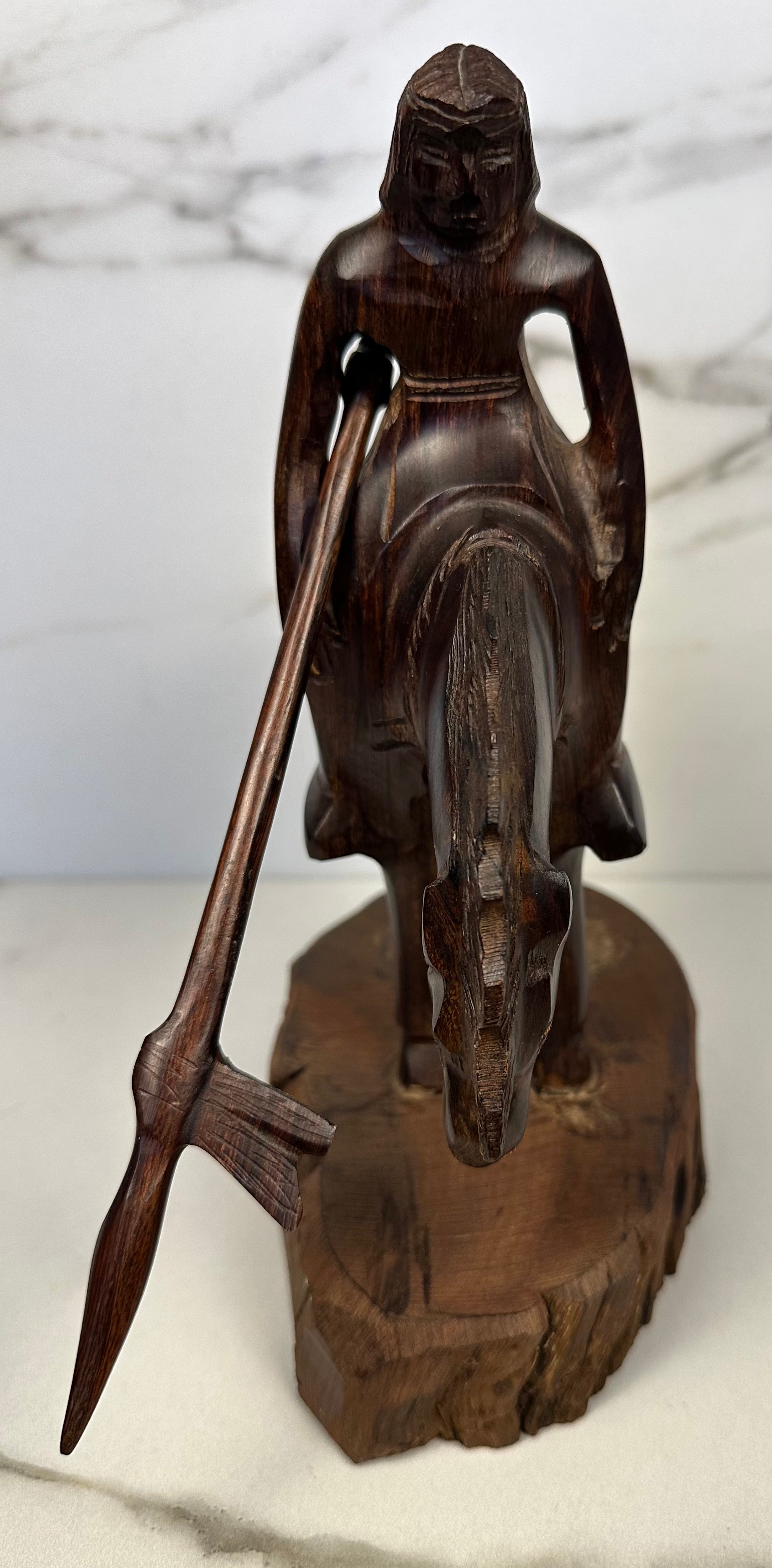 “End of the Trail” Hand-Carved Wood Sculpture