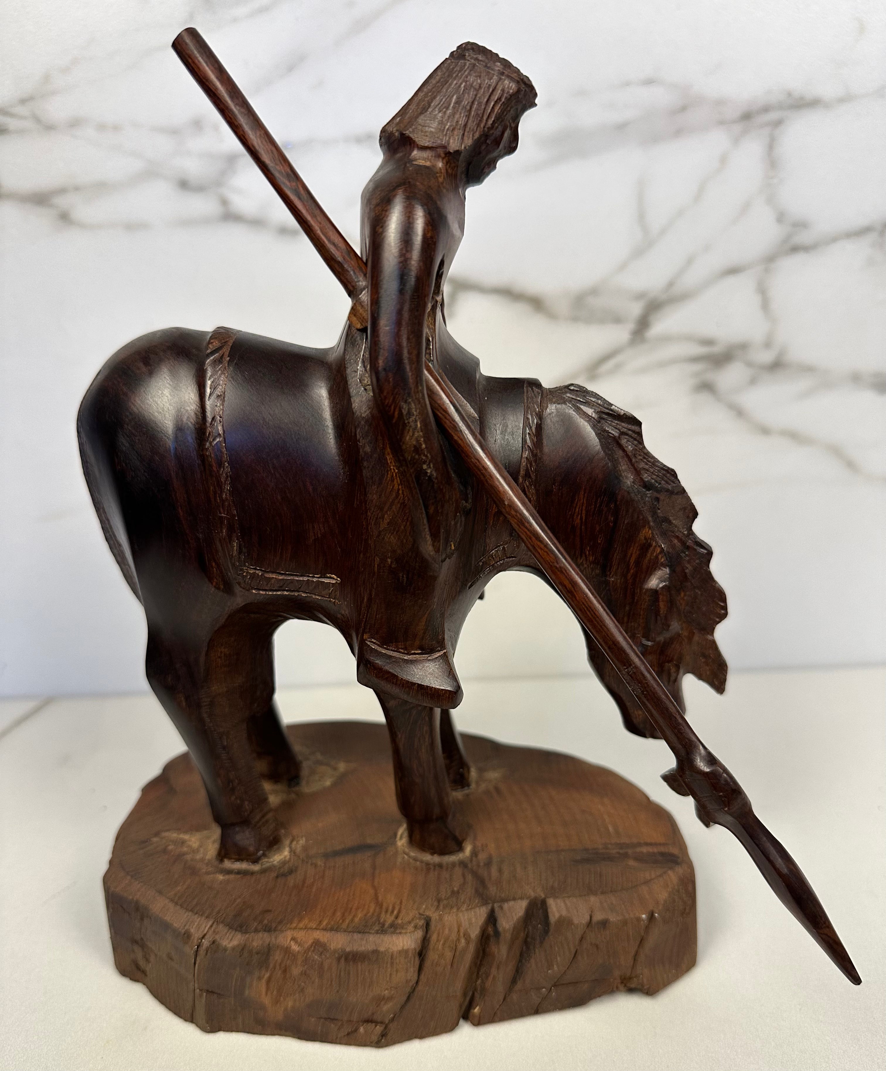 “End of the Trail” Hand-Carved Wood Sculpture
