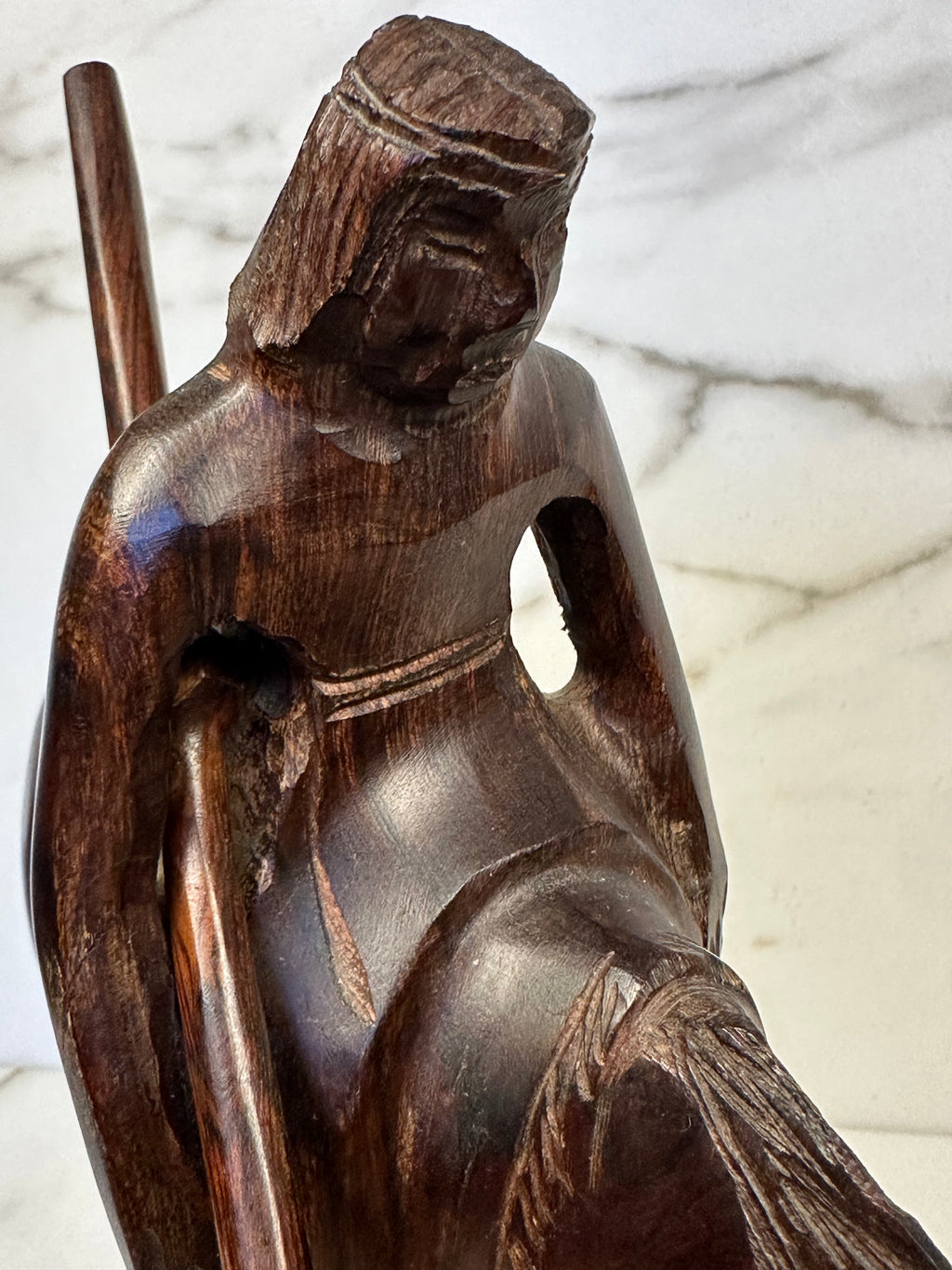 “End of the Trail” Hand-Carved Wood Sculpture