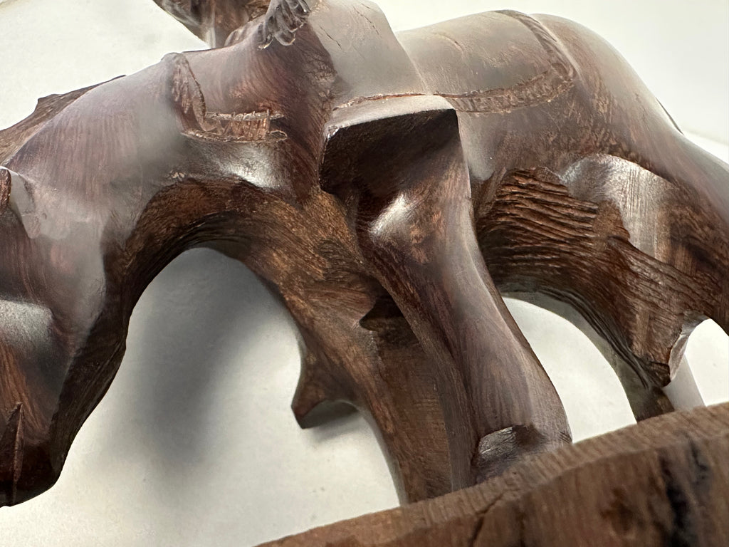 “End of the Trail” Hand-Carved Wood Sculpture