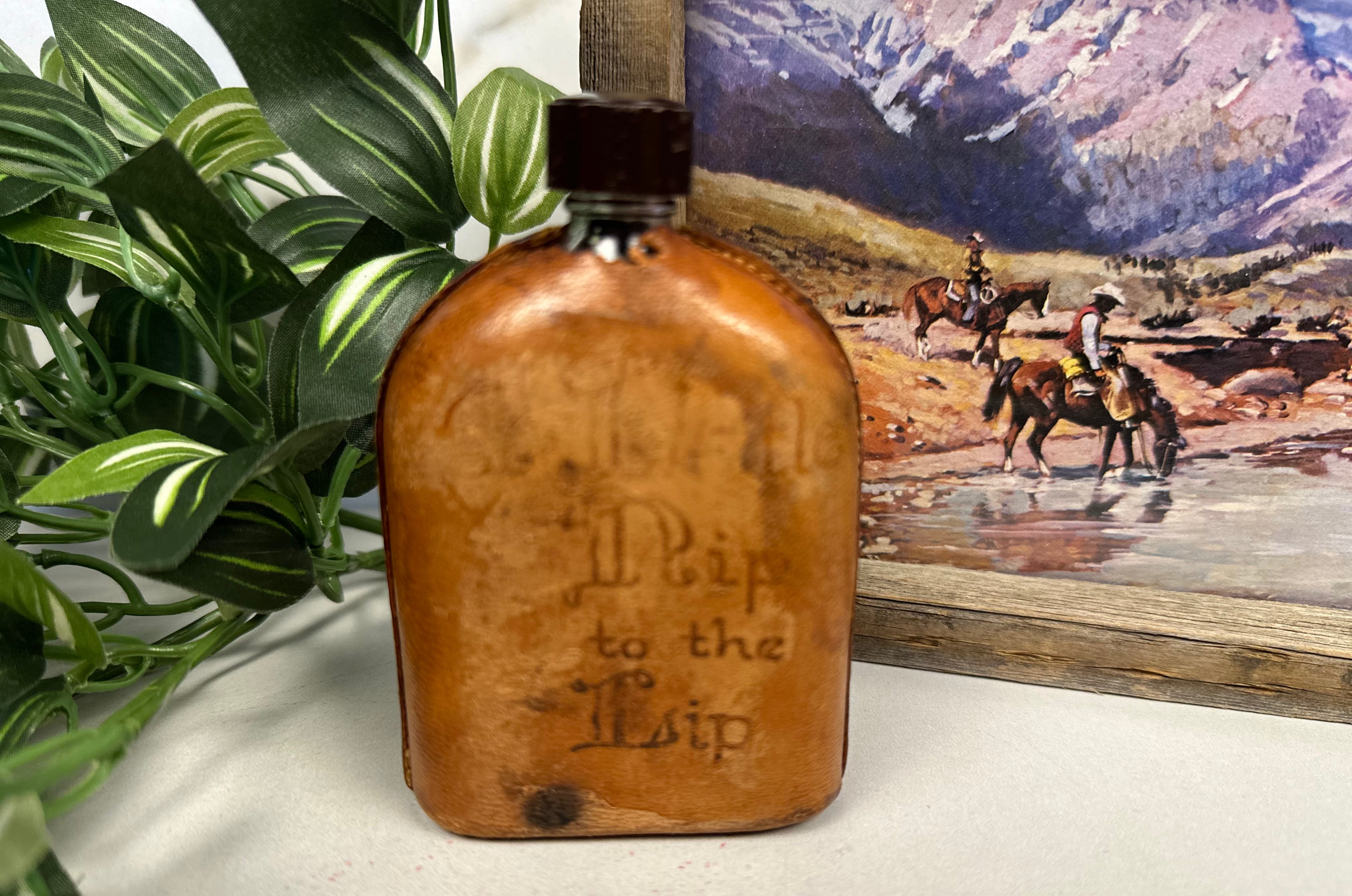 Leather Wrapped Souvenir Flask From Sequoia National Park