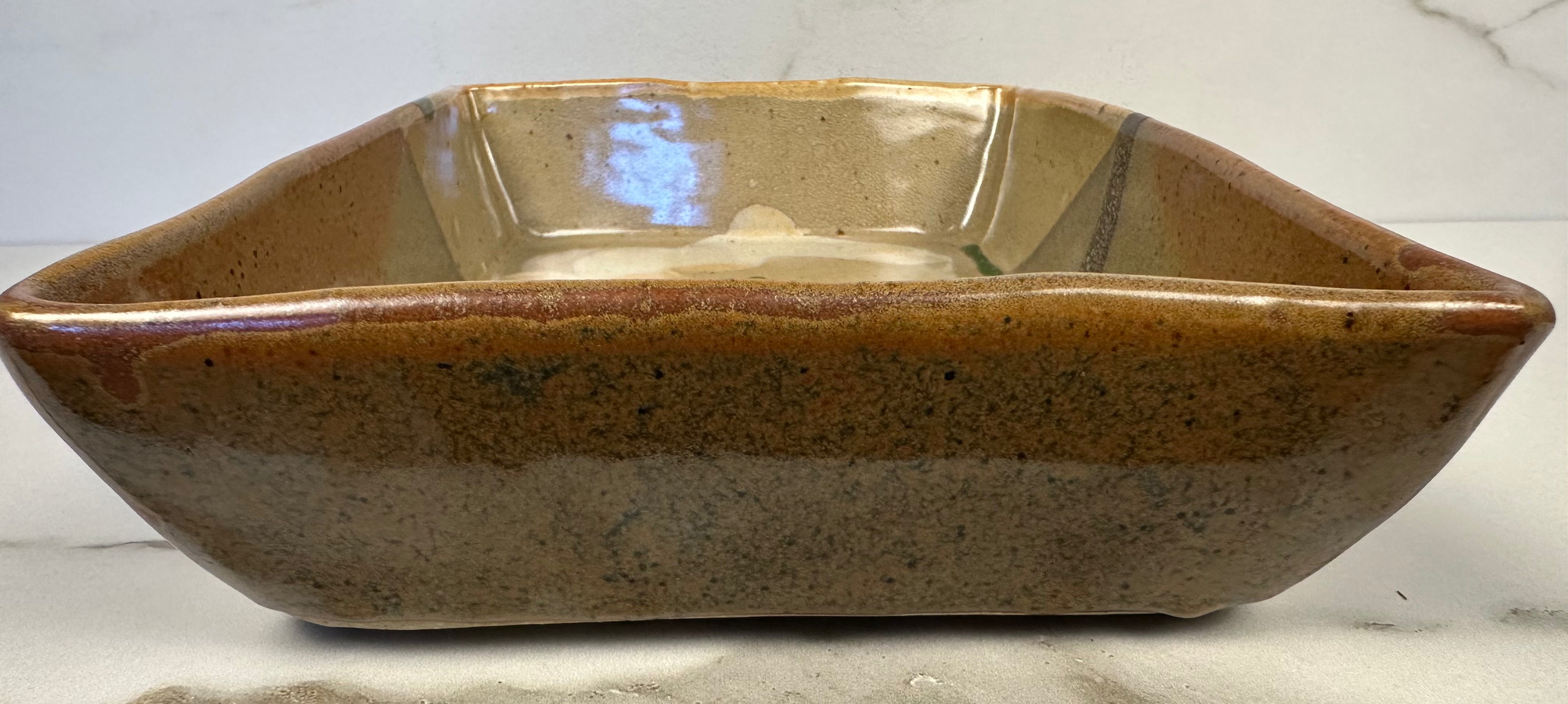 Rectangular  Studio Pottery Bowl – Artist Mark