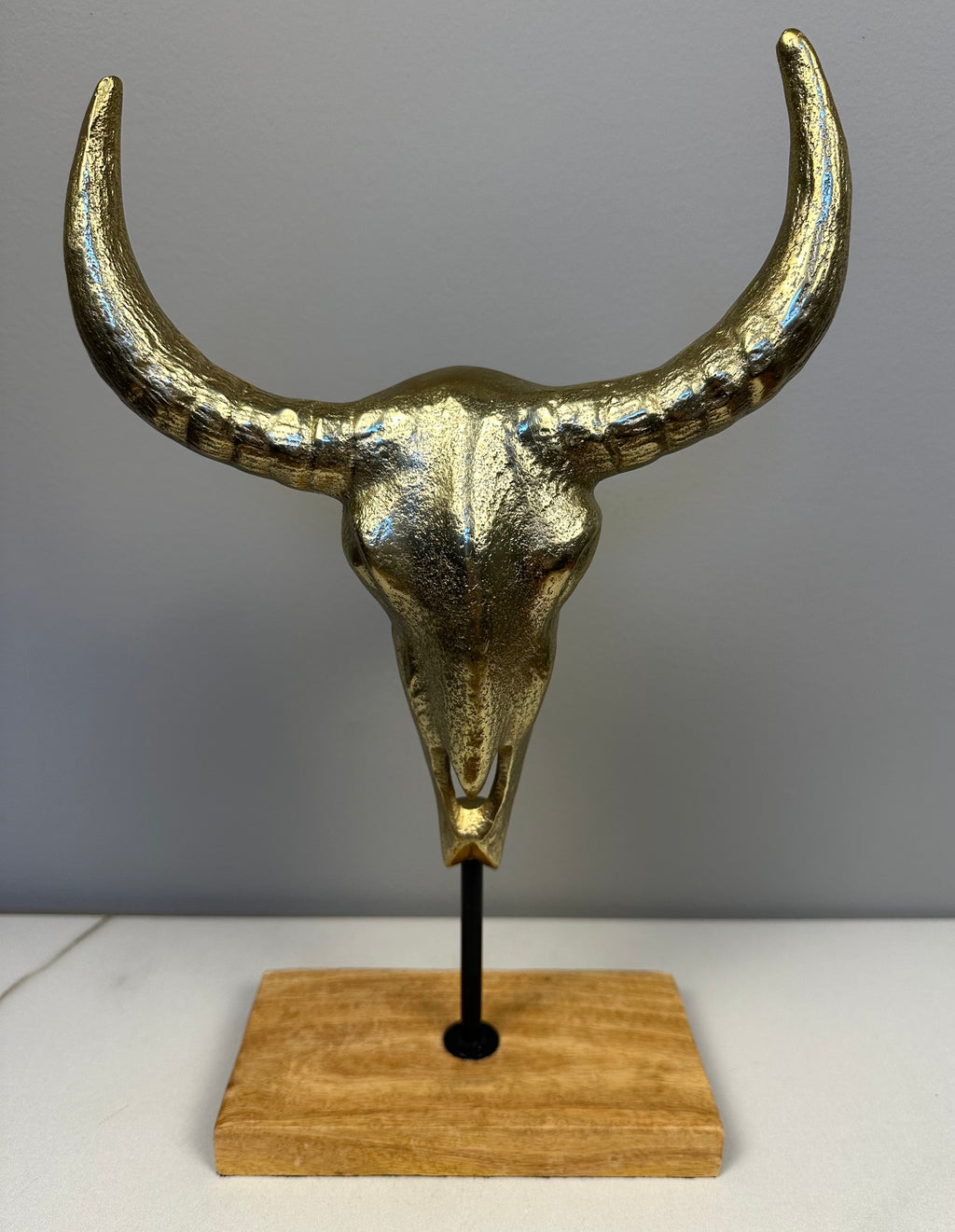 Metal Gold Tone Steer Head Figurine