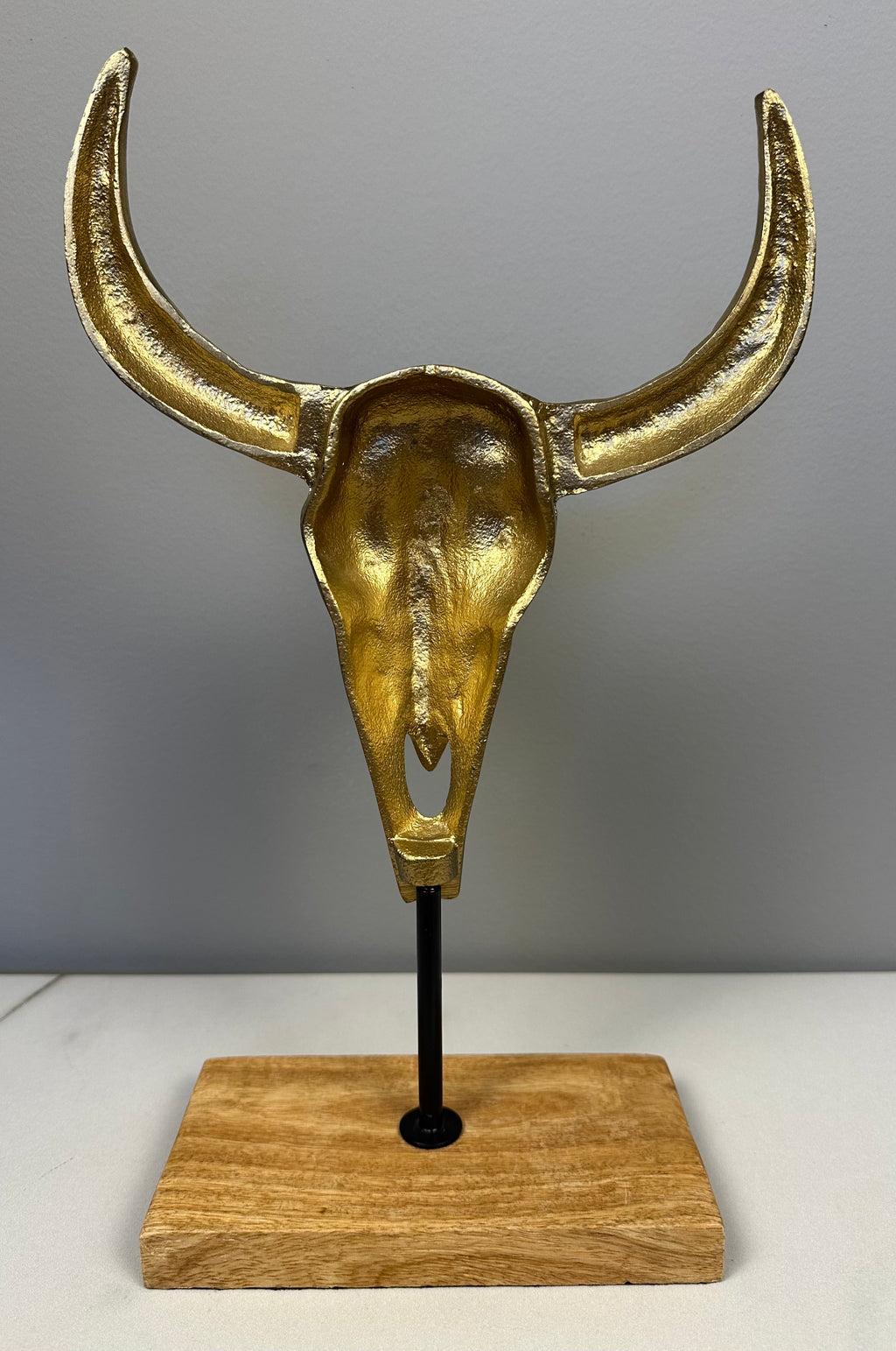 Metal Gold Tone Steer Head Figurine