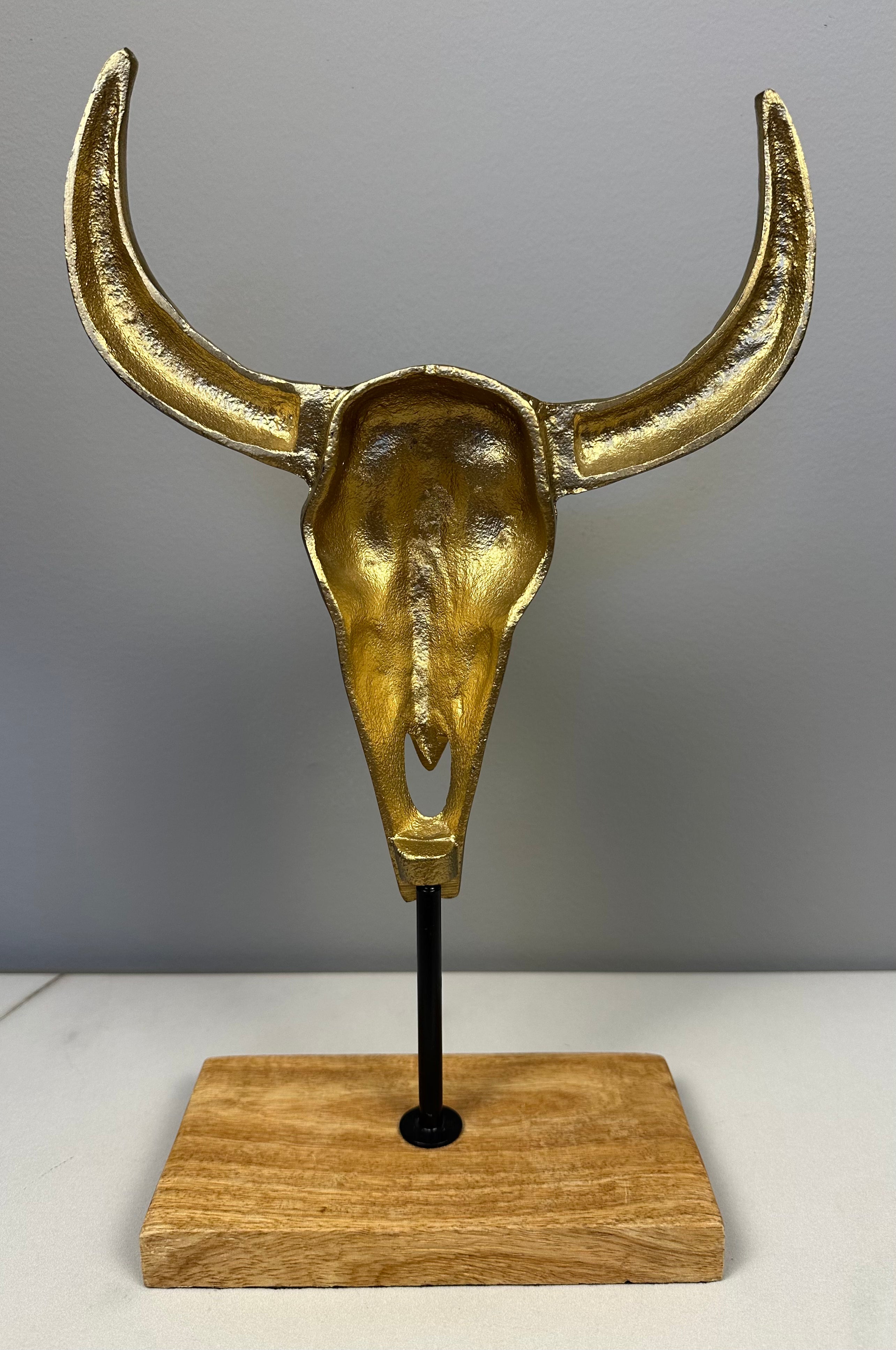 Metal Gold Tone Steer Head Figurine