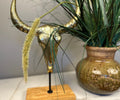 Metal Gold Tone Steer Head Figurine