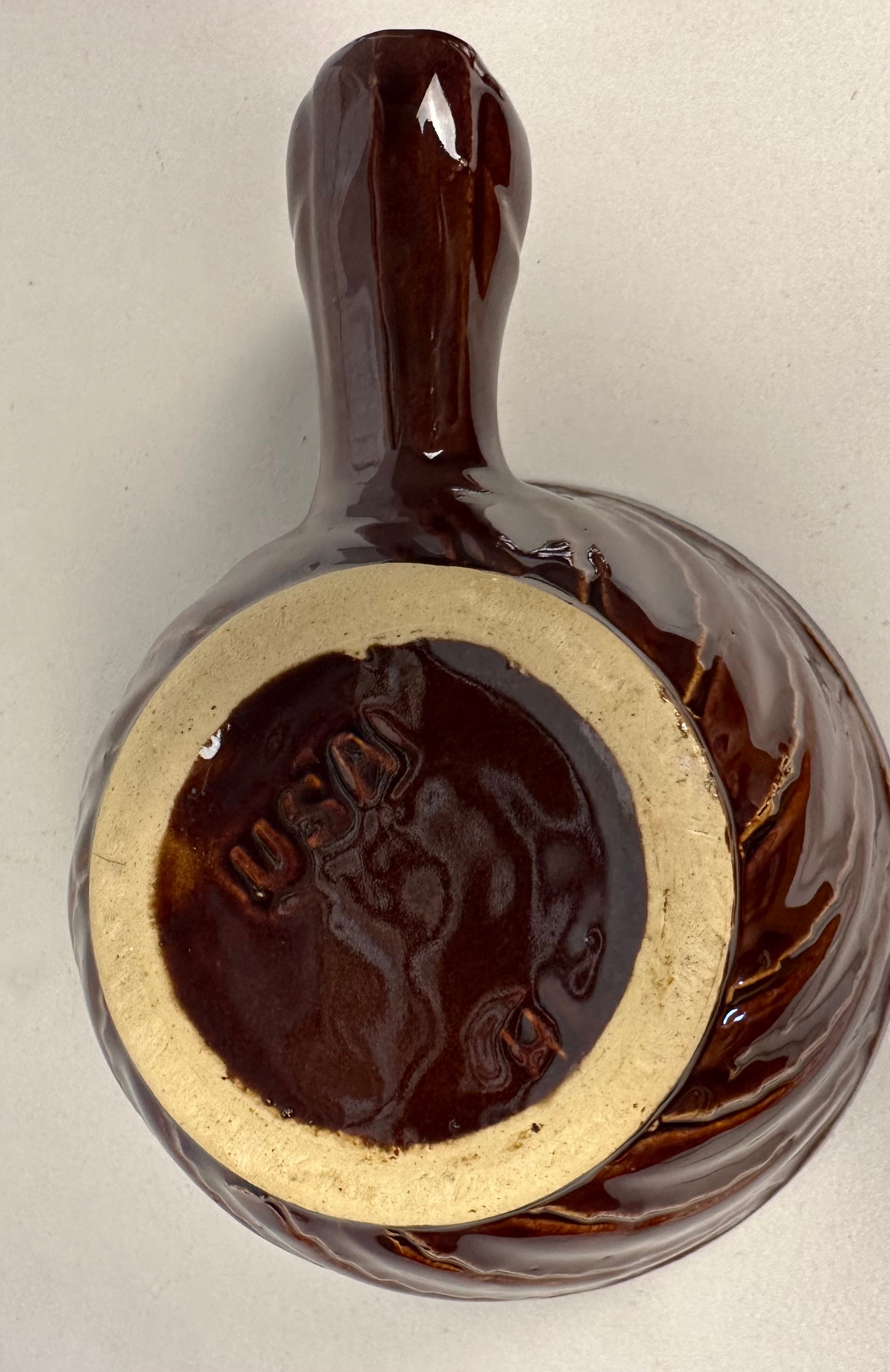 Hall Brown Pottery Lidded Bowl with Handle