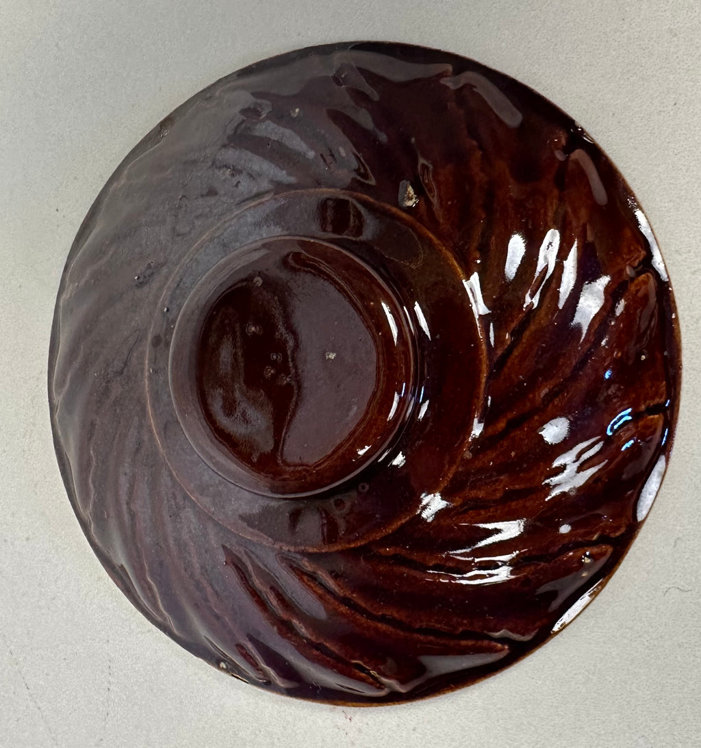 Hall Brown Pottery Lidded Bowl with Handle