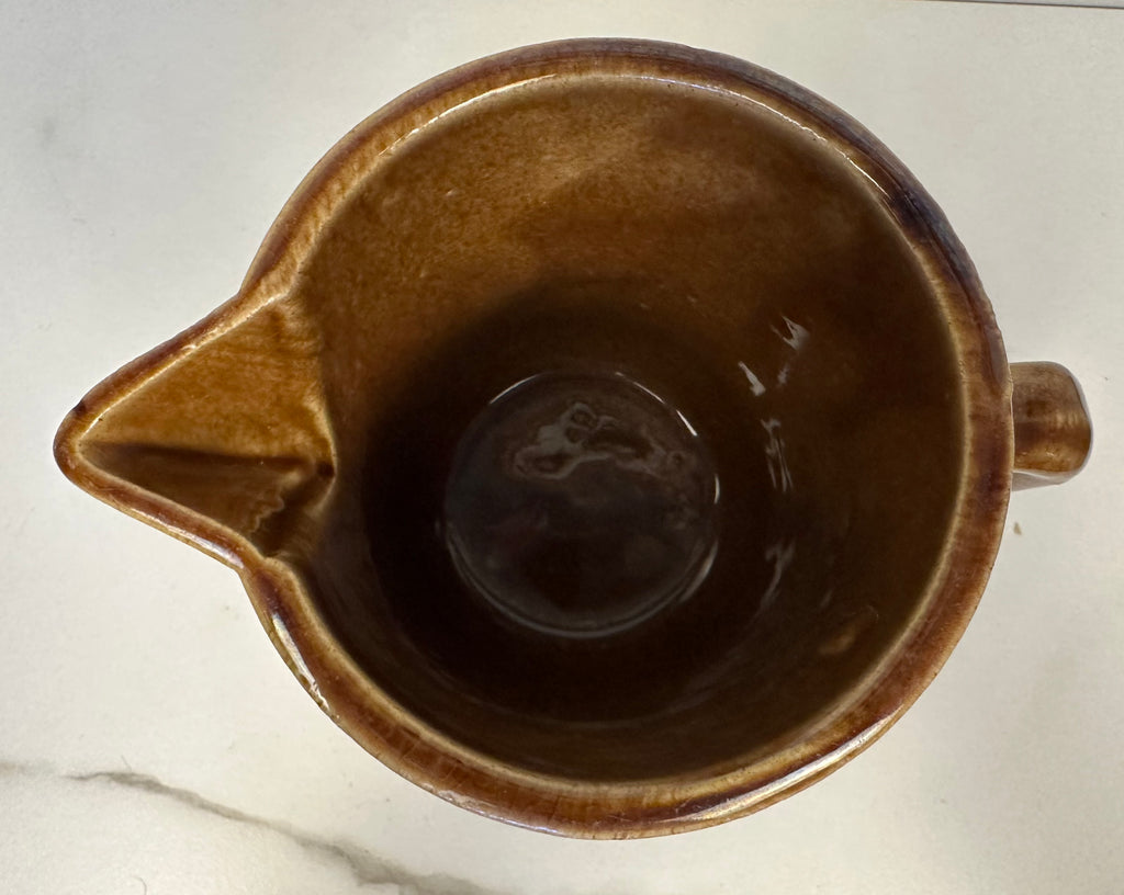 Monmouth Art Pottery  Brown Stoneware Pitcher with Raised Greek Key and Diamond Pattern, USA