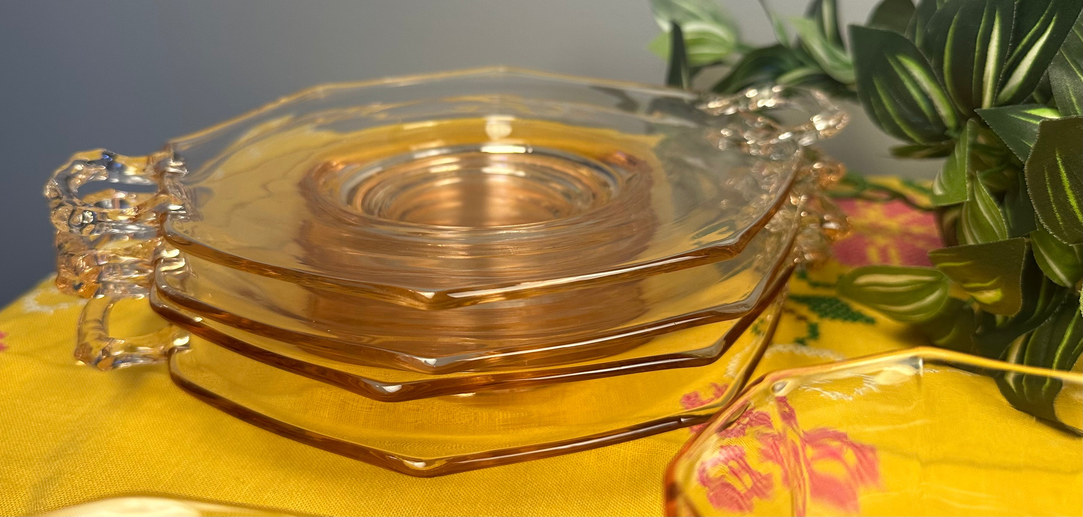 Pink Depression Glass Plate with Handles -  “Molly Pink” Imperial Glass  | Circa 1929- 1939