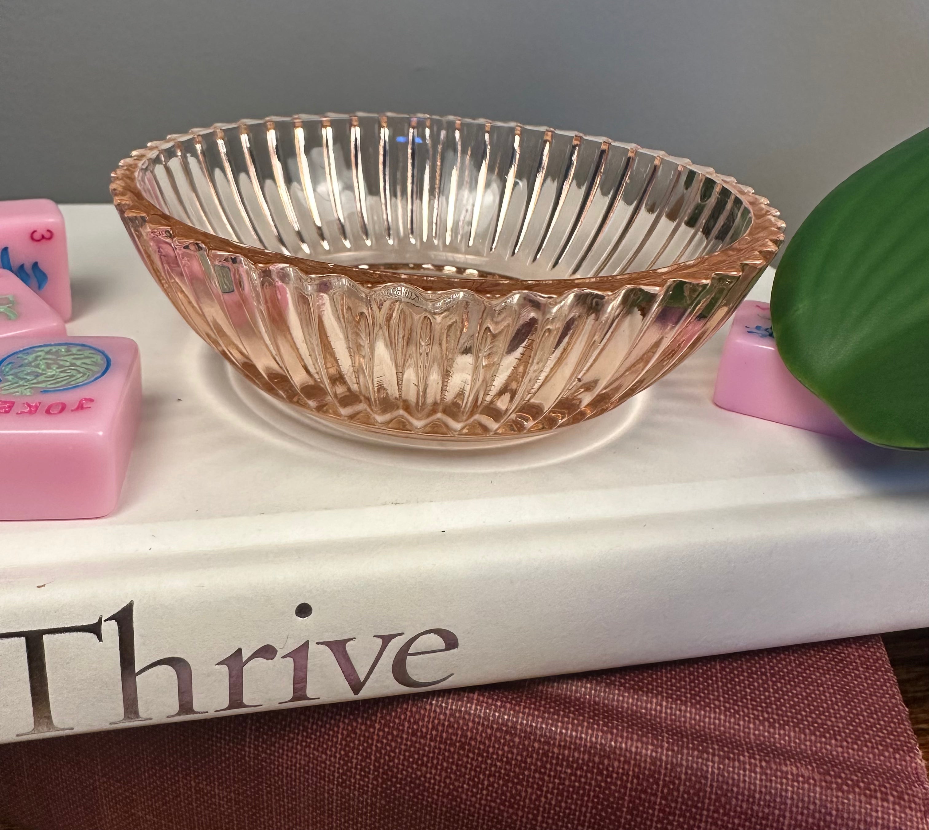 Pink Depression Glass Dessert Bowl  -  "Queen Mary - Vertical Ribbed " Anchor Hocking  | Circa 1936- 1949