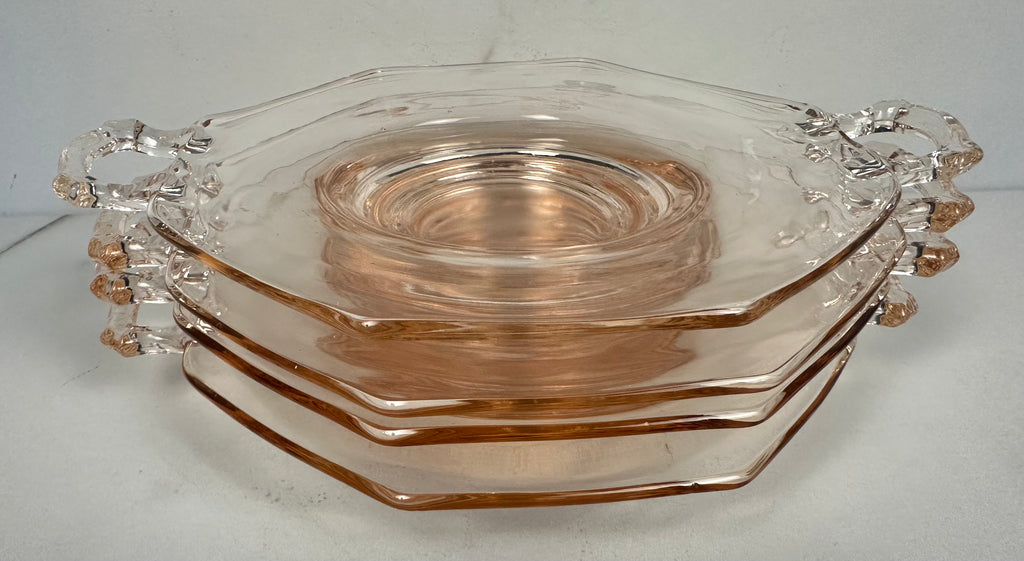 Pink Depression Glass Plate with Handles -  “Molly Pink” Imperial Glass  | Circa 1929- 1939