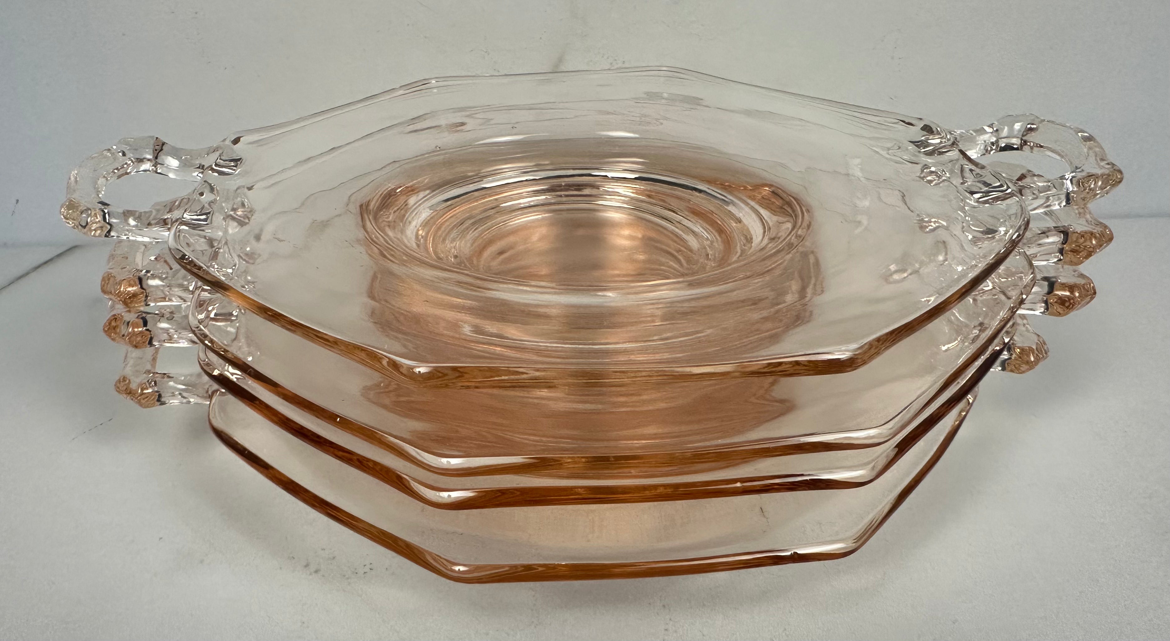 Pink Depression Glass Plate with Handles -  “Molly Pink” Imperial Glass  | Circa 1929- 1939