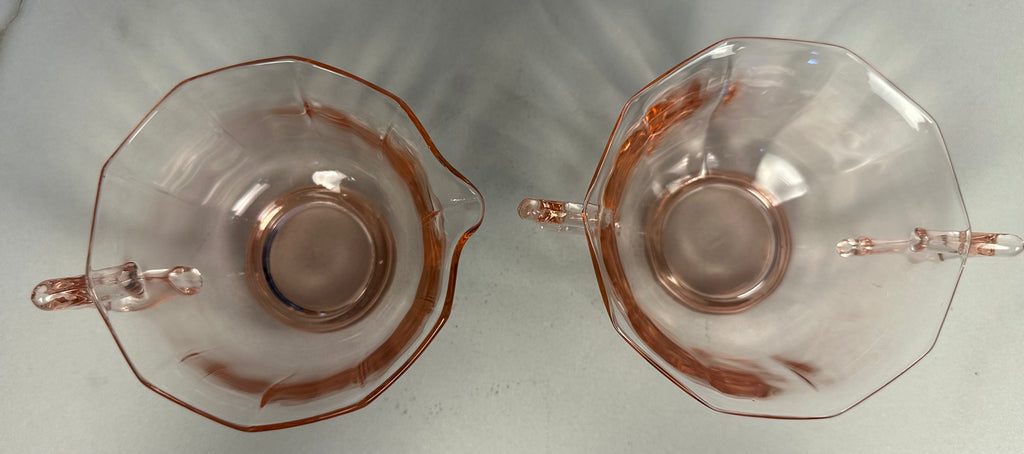 Pink Depression Glass Sugar and Creamer  Set -  “Molly Pink” Imperial Glass  | Circa 1929- 1939