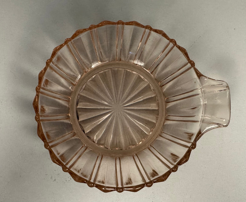 Pink Depression Glass Dessert/Berry Bowl with Handle -  "Fortune" Hocking Glass  | Circa 1937-1938