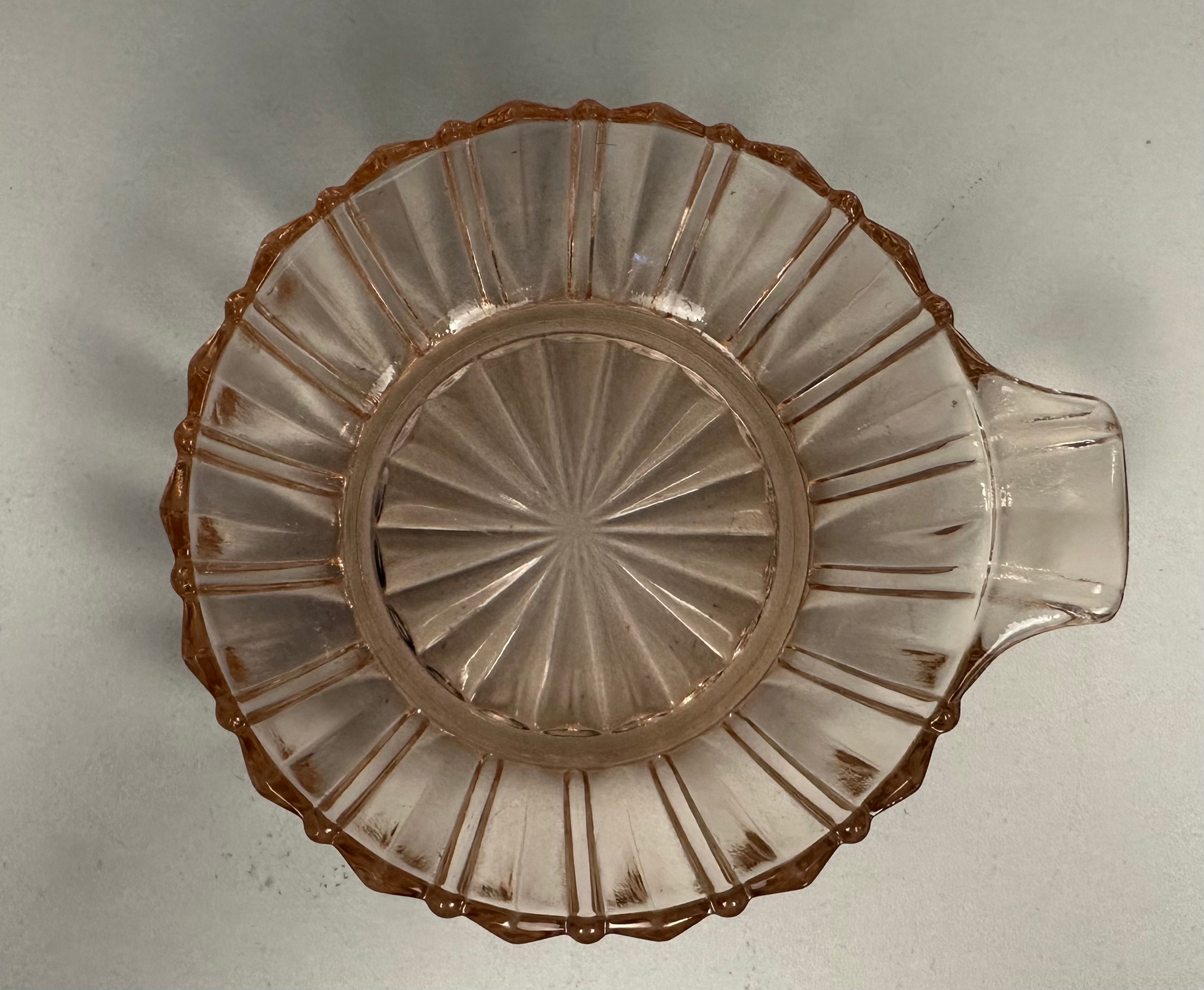 Pink Depression Glass Dessert/Berry Bowl with Handle -  "Fortune" Hocking Glass  | Circa 1937-1938