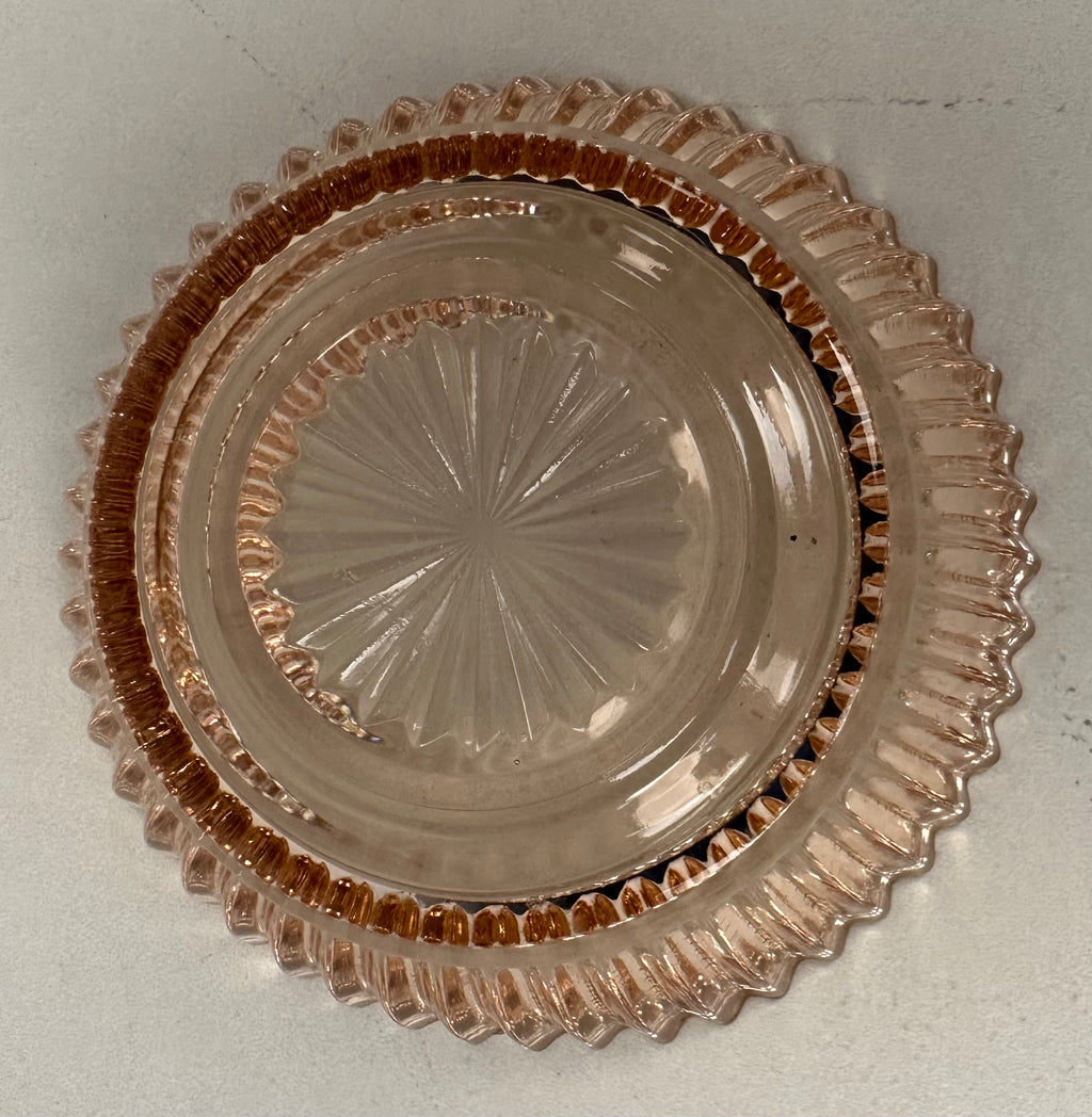 Pink Depression Glass Dessert Bowl  -  "Queen Mary - Vertical Ribbed " Anchor Hocking  | Circa 1936- 1949