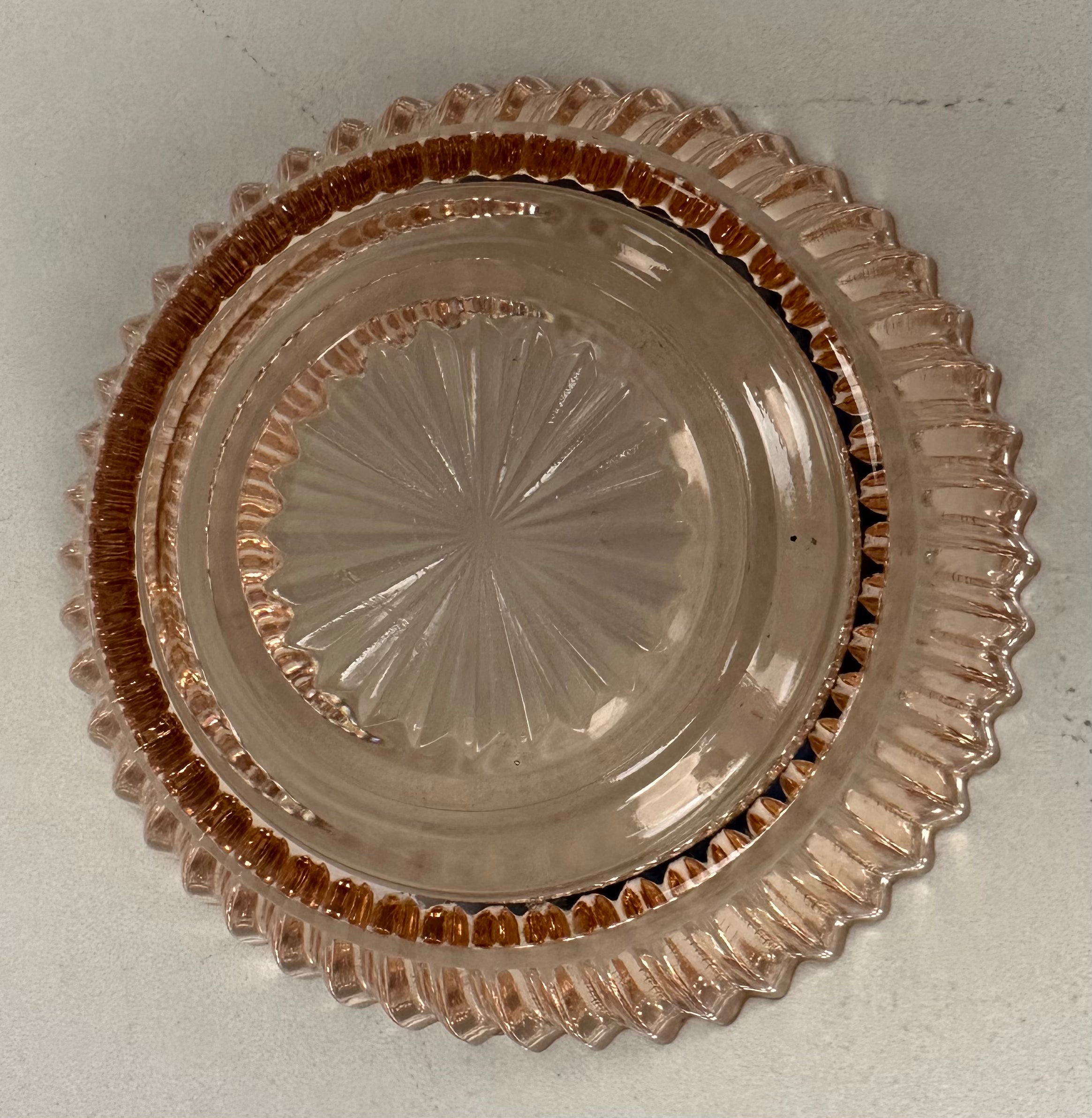 Pink Depression Glass Dessert Bowl  -  "Queen Mary - Vertical Ribbed " Anchor Hocking  | Circa 1936- 1949