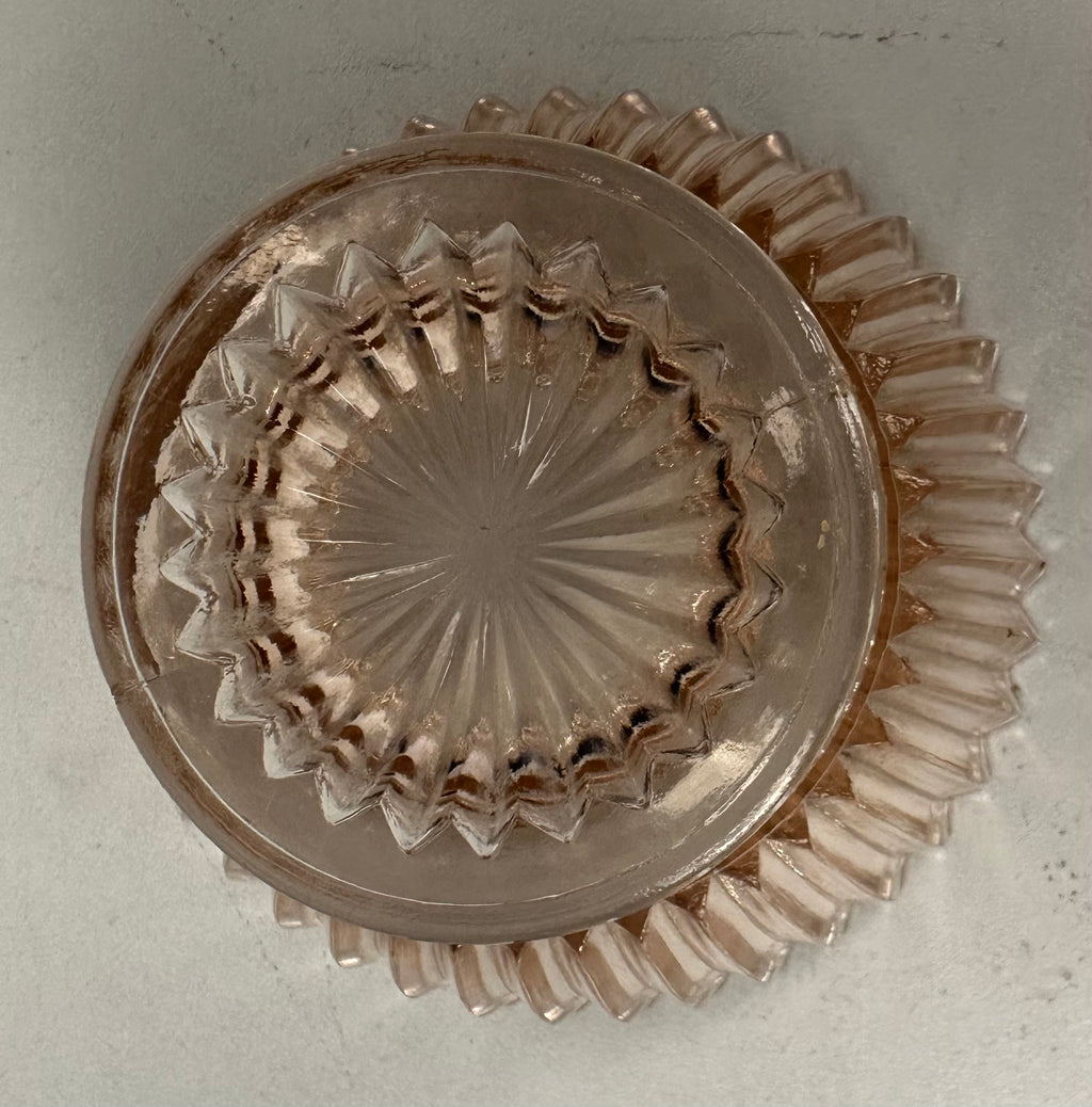 Pink Depression Glass Dessert Pedestal Bowl  - "Queen Mary - Vertical Ribbed " Anchor Hocking  | Circa 1936- 1949