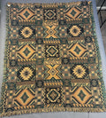 Green and Tan Native  American Design Blanket