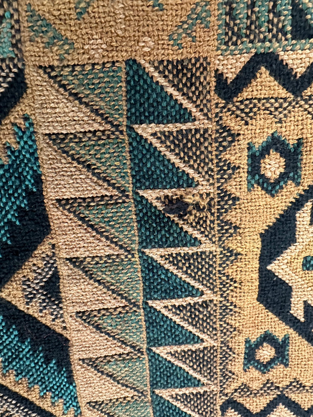 Green and Tan Native  American Design Blanket