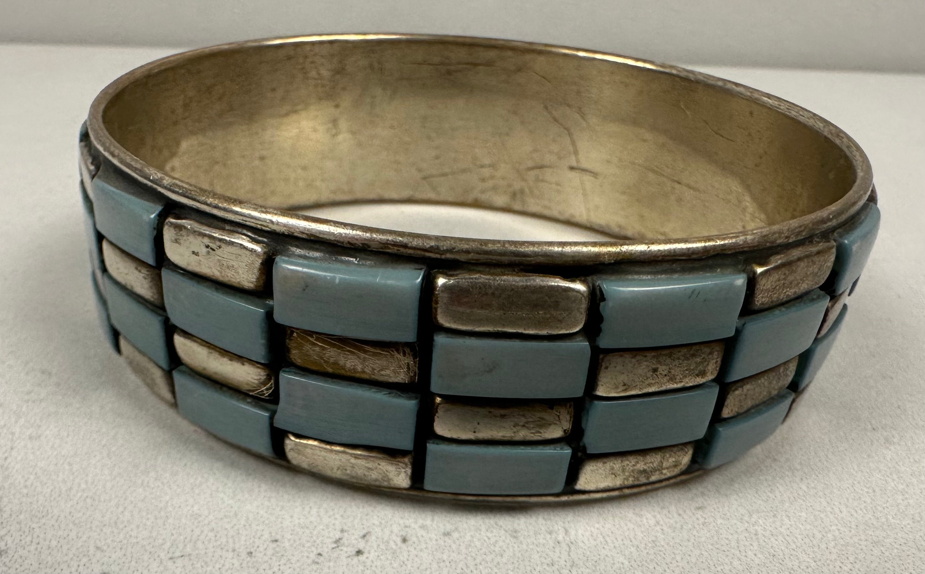 Silver Tone Metal and Turquoise Look Stone Bracelet