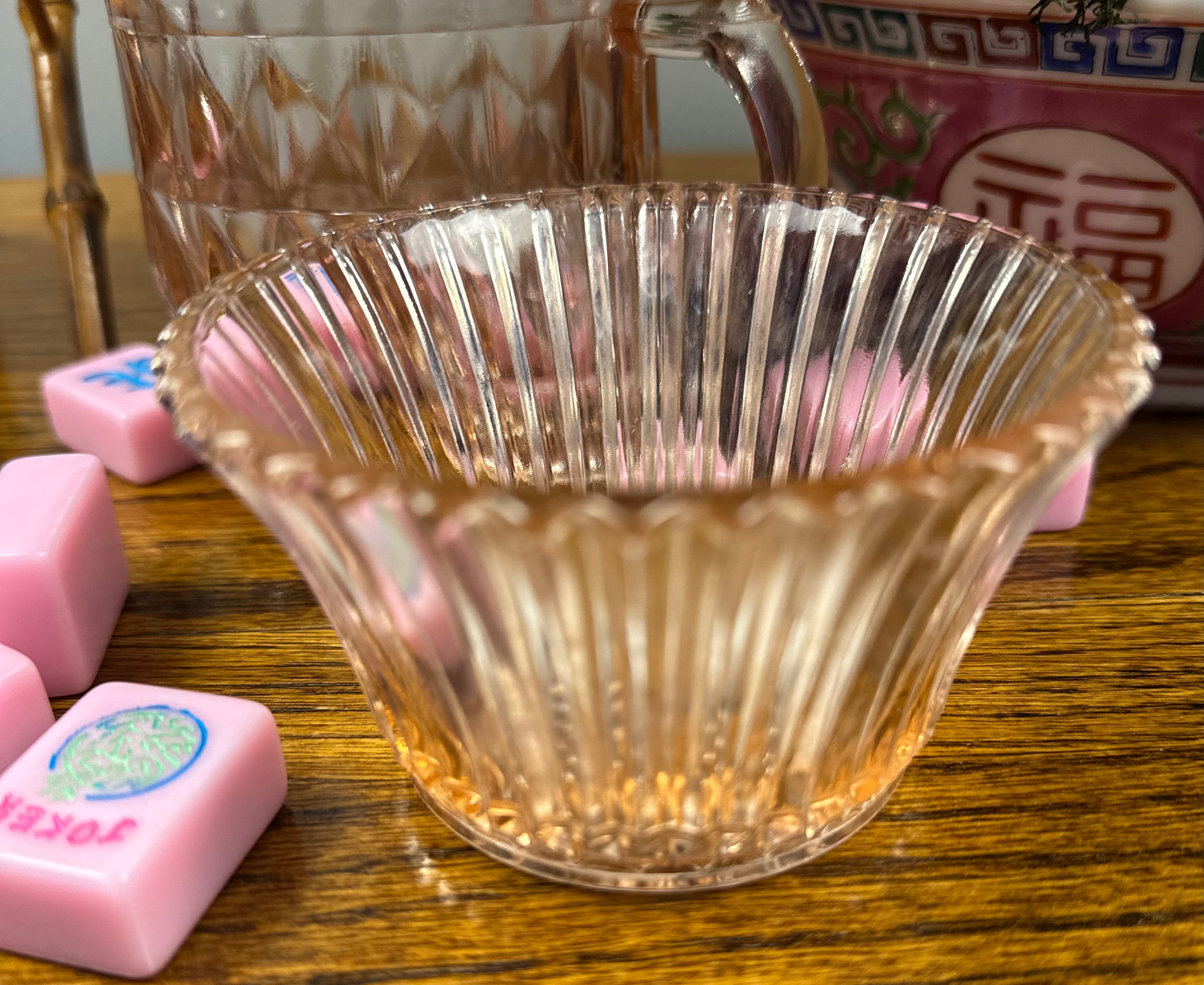 Pink Depression Glass Dessert Bowl  “Queen Mary” - Vertical Ribbed Anchor Hocking  |  1936-1949
