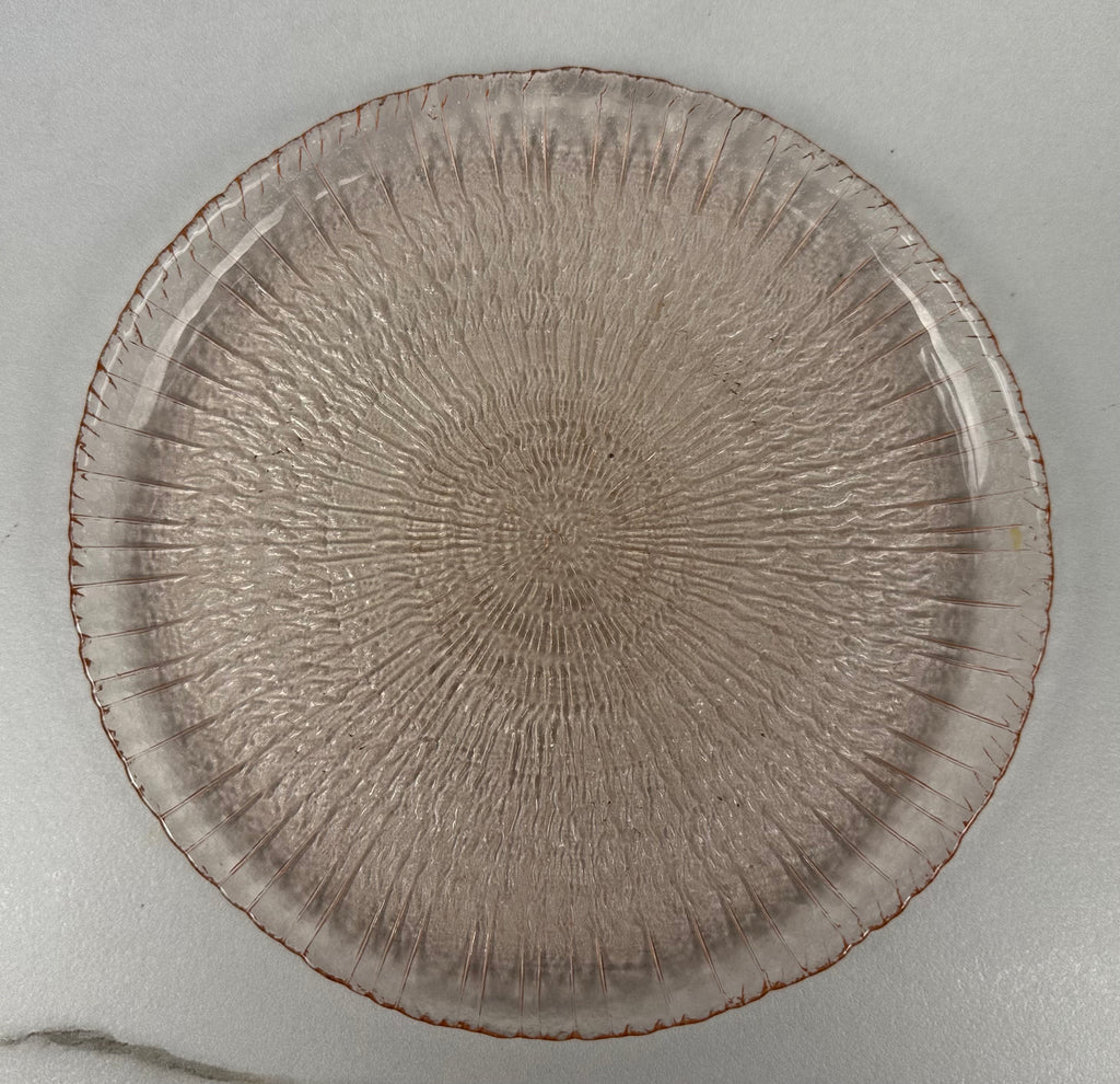 Pink Glass Glass Spiral Plate Arcoroc France  |  1970-1980