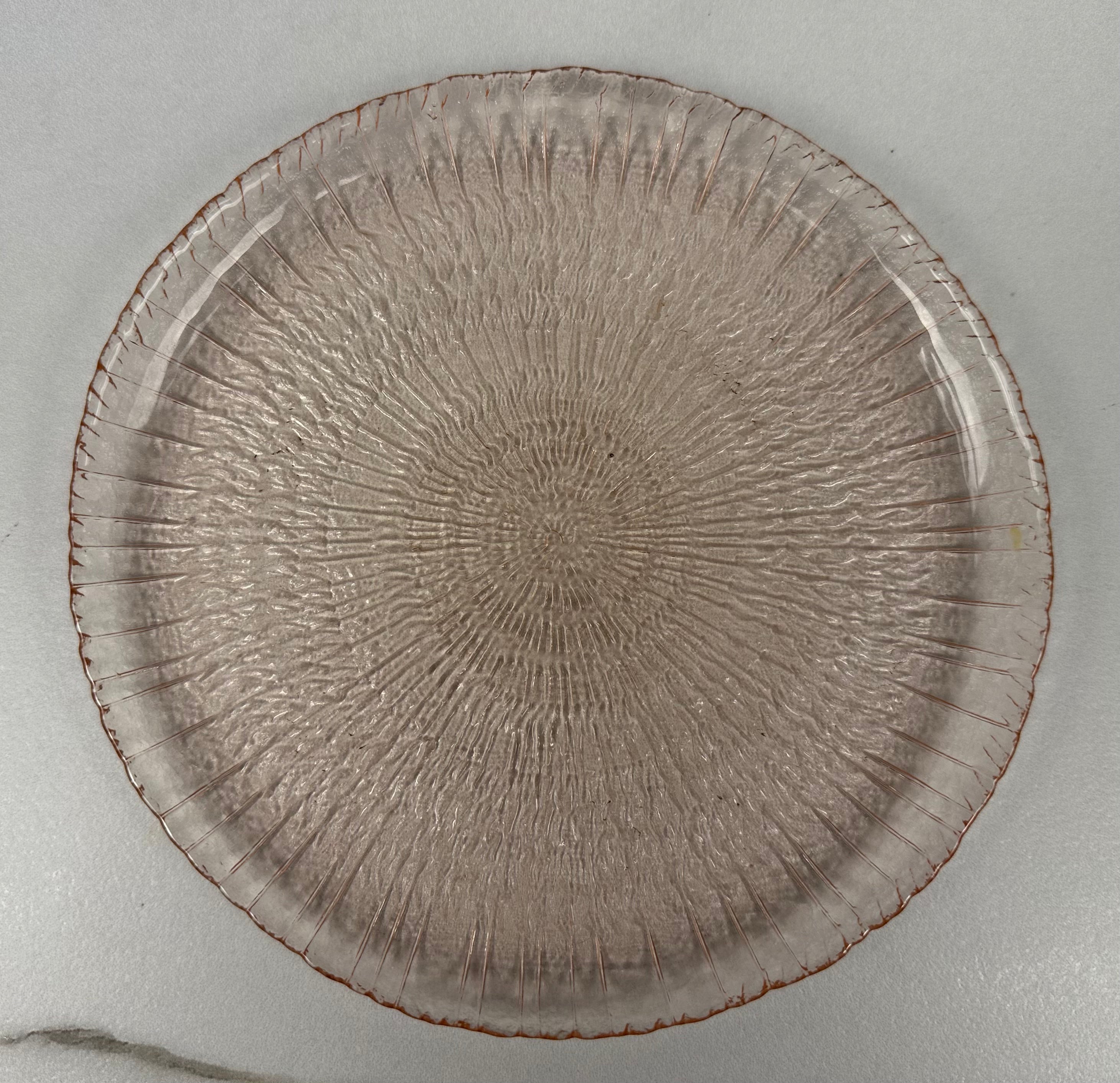 Pink Glass Glass Spiral Plate Arcoroc France  |  1970-1980