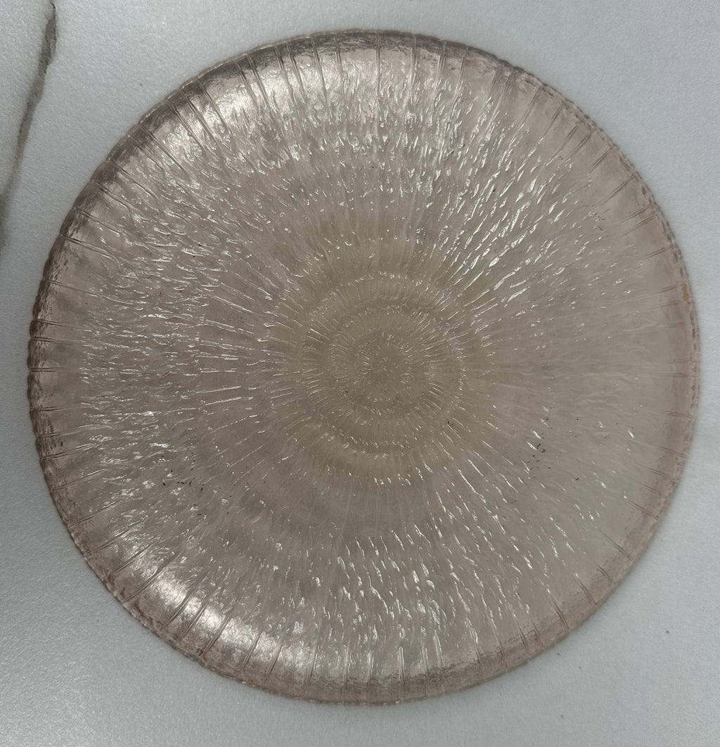 Pink Glass Glass Spiral Plate Arcoroc France  |  1970-1980
