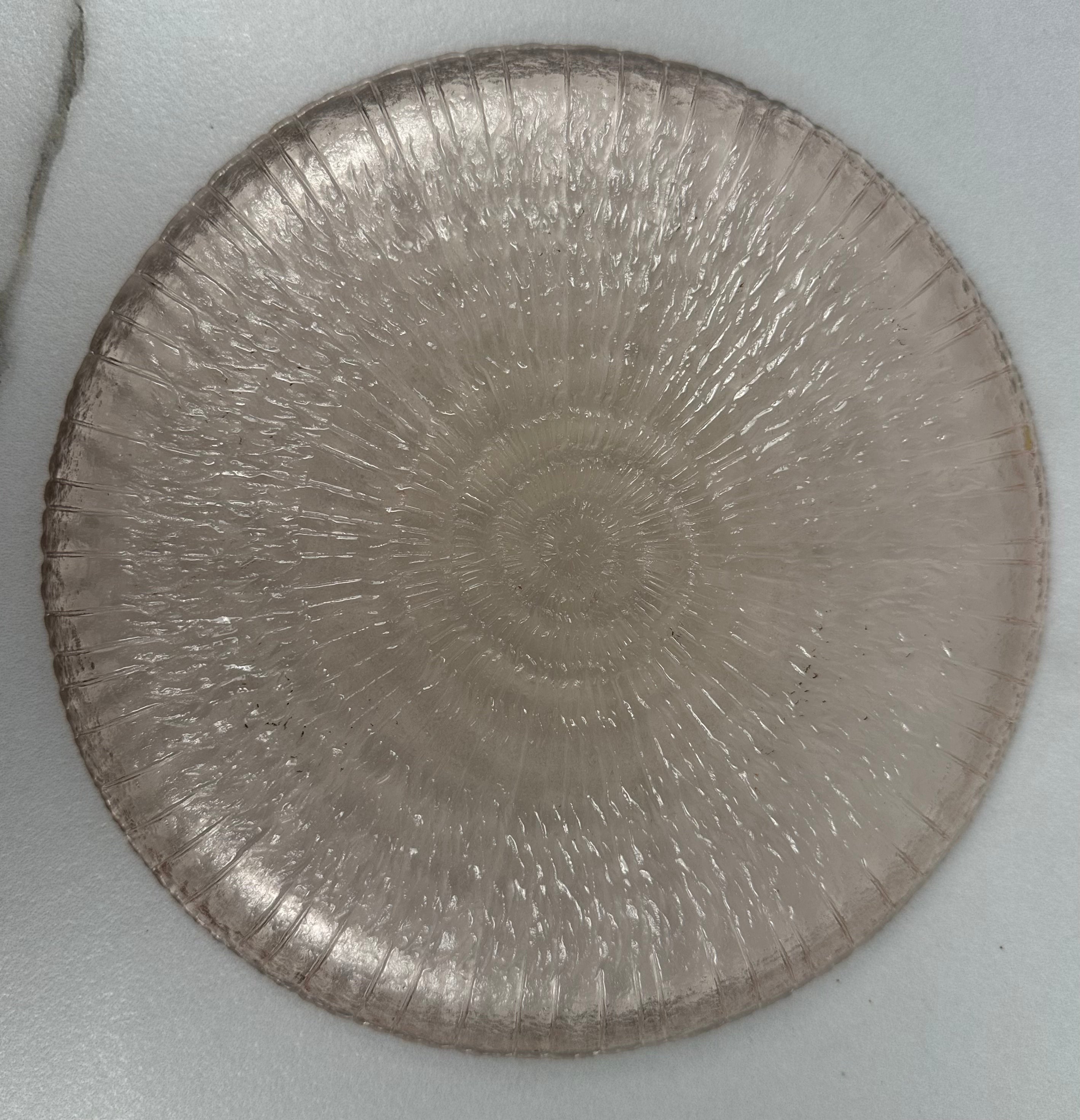 Pink Glass Glass Spiral Plate Arcoroc France  |  1970-1980