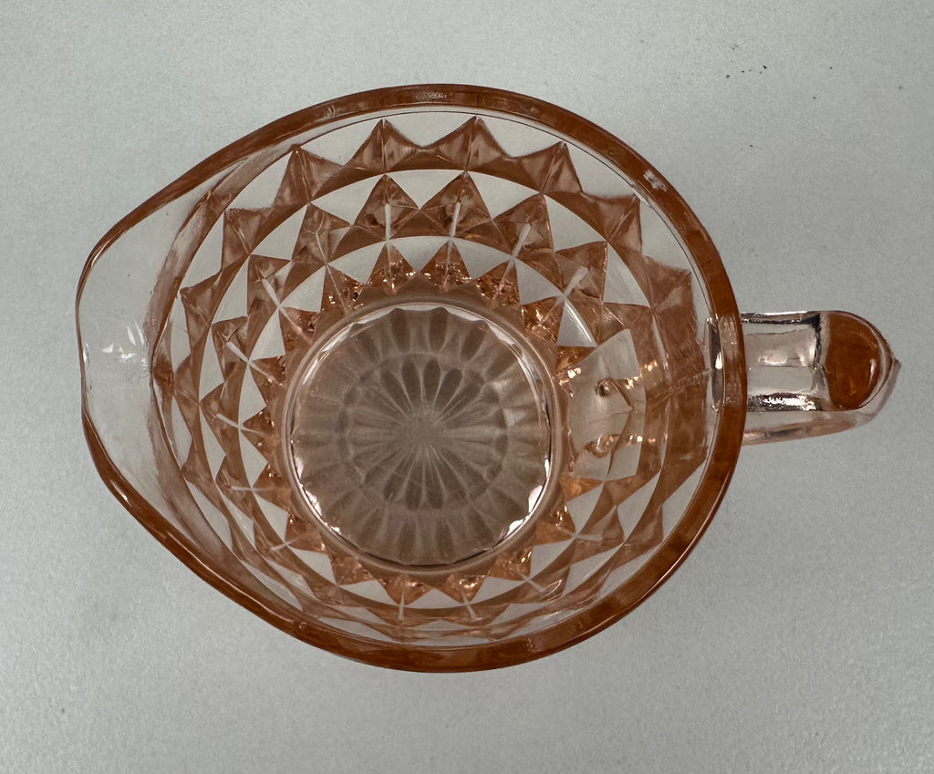 Pink Depression Glass Creamer “Windsor Diamond” Jeannette Glass |  1936-1946