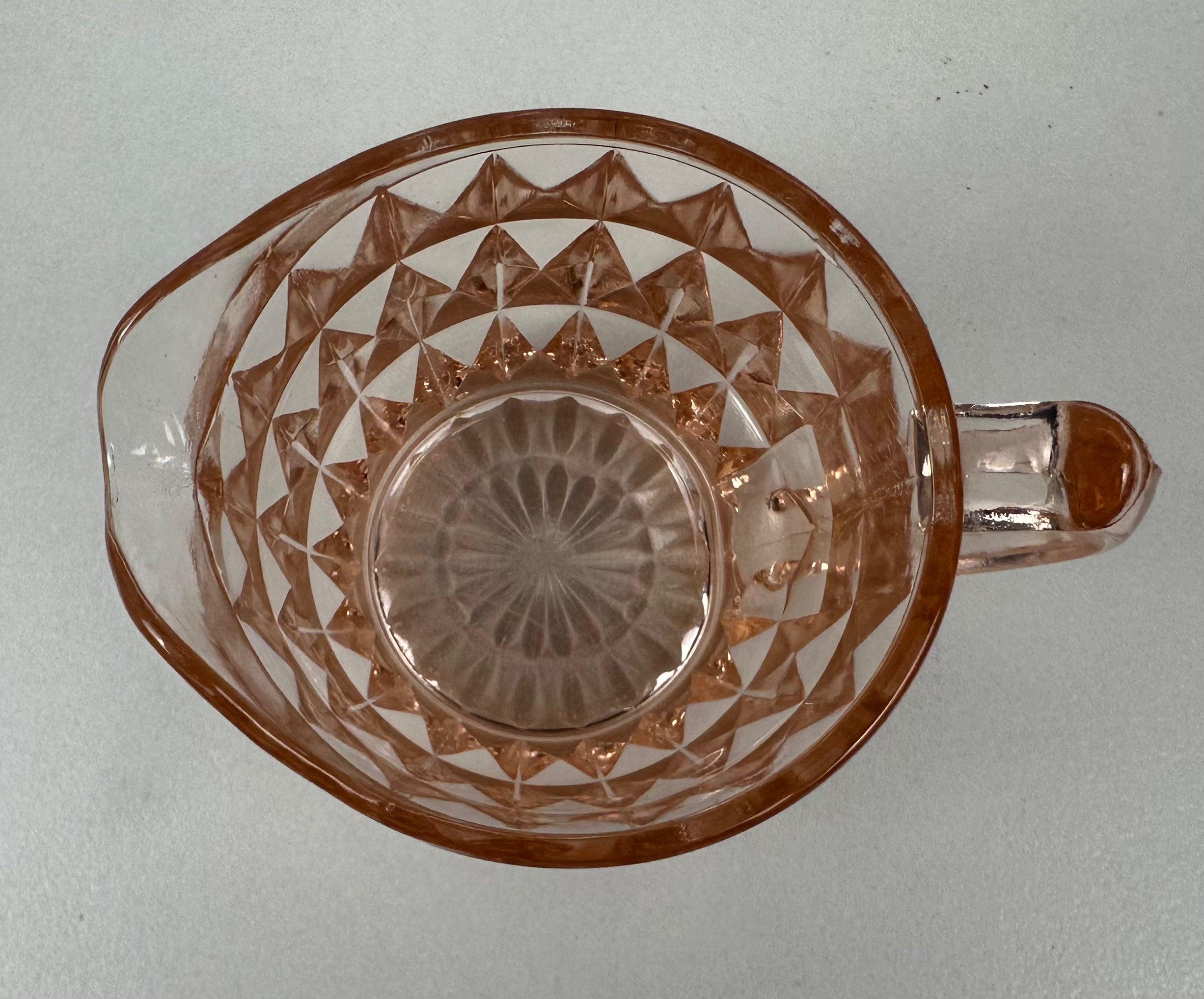 Pink Depression Glass Creamer “Windsor Diamond” Jeannette Glass |  1936-1946