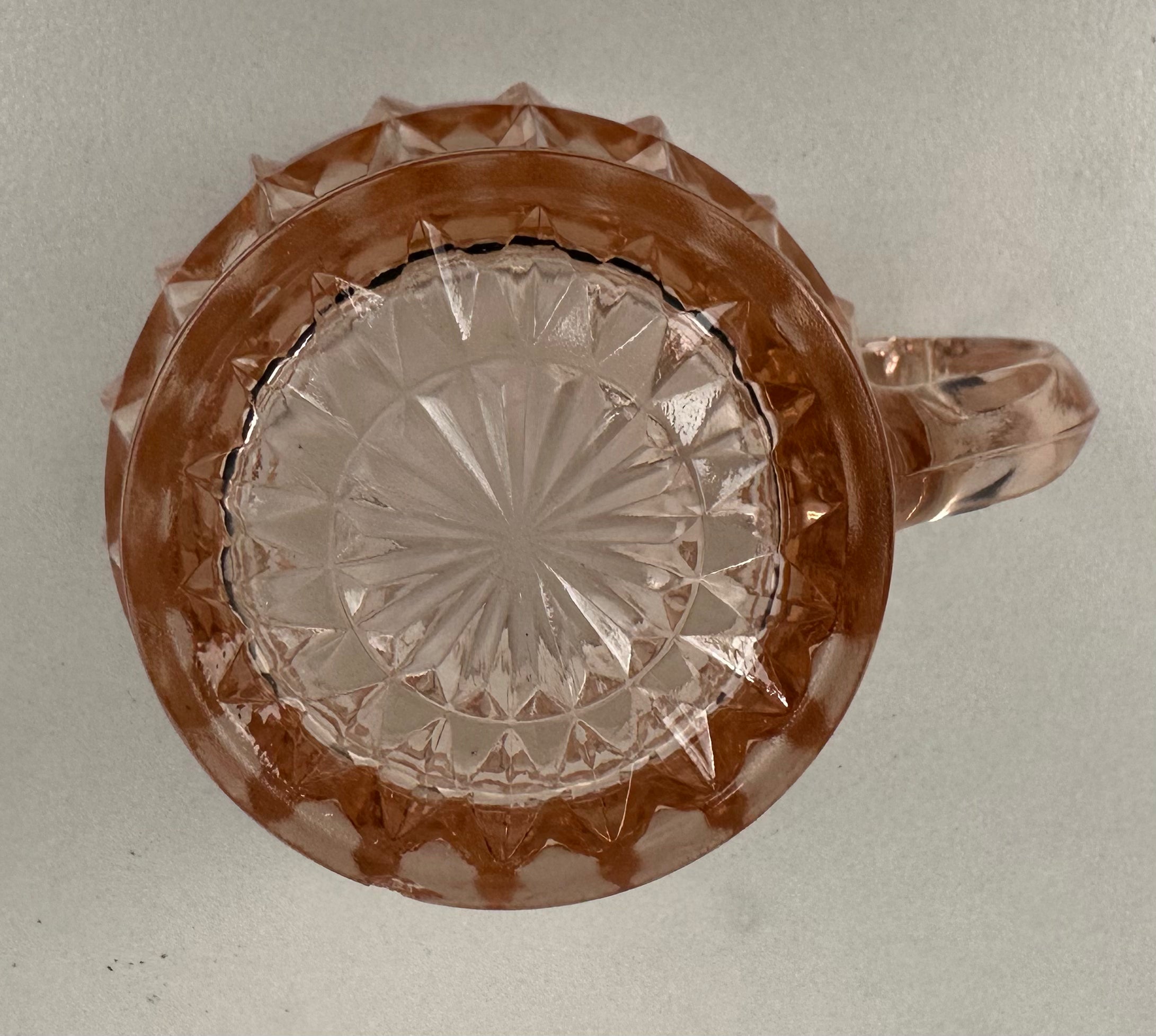 Pink Depression Glass Creamer “Windsor Diamond” Jeannette Glass |  1936-1946