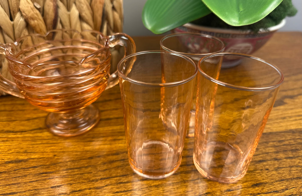 Pink Depression Glass 5 ounce Tumbler  -  unknown pattern and maker |
