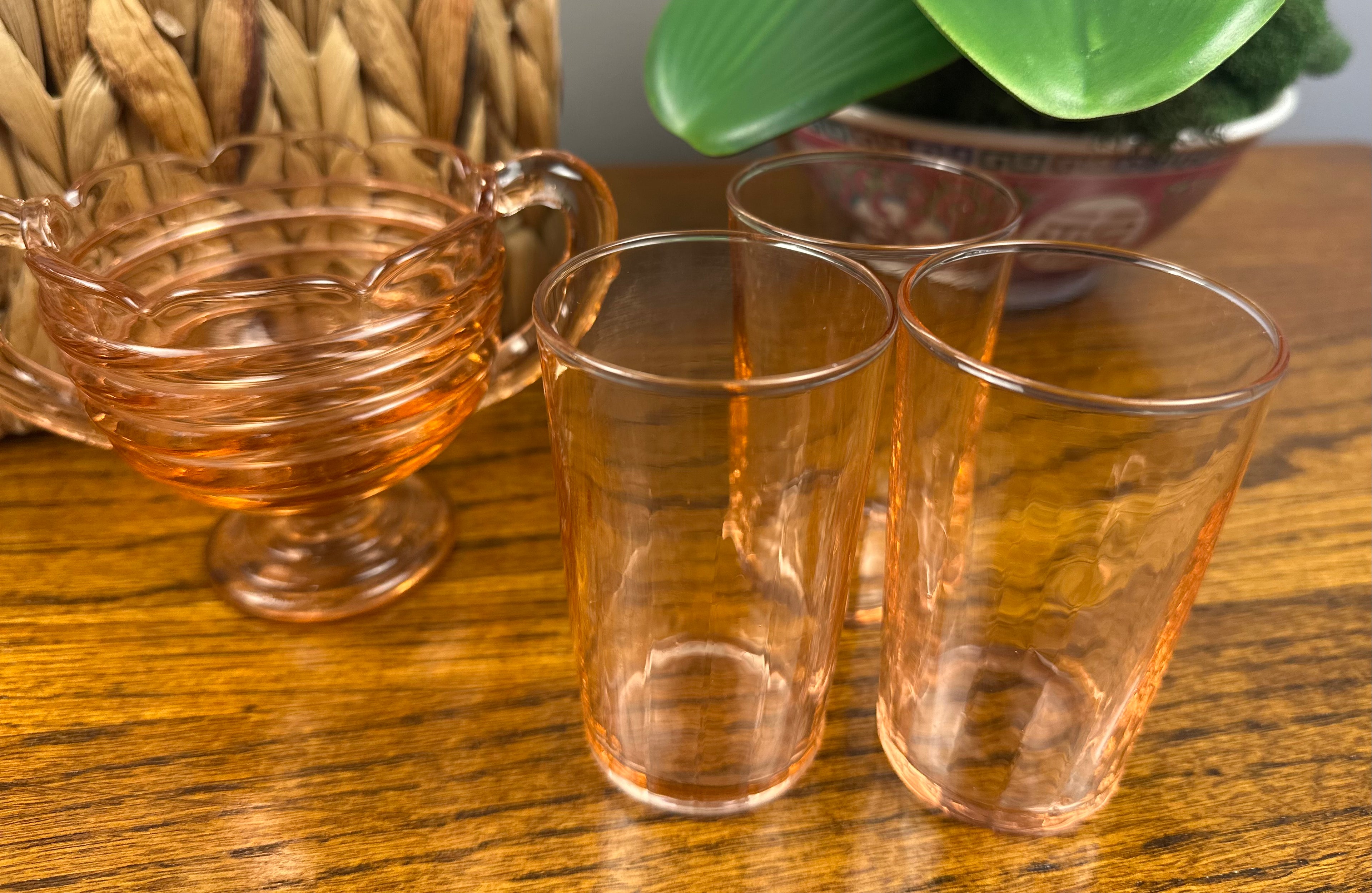 Pink Depression Glass 5 ounce Tumbler  -  unknown pattern and maker |