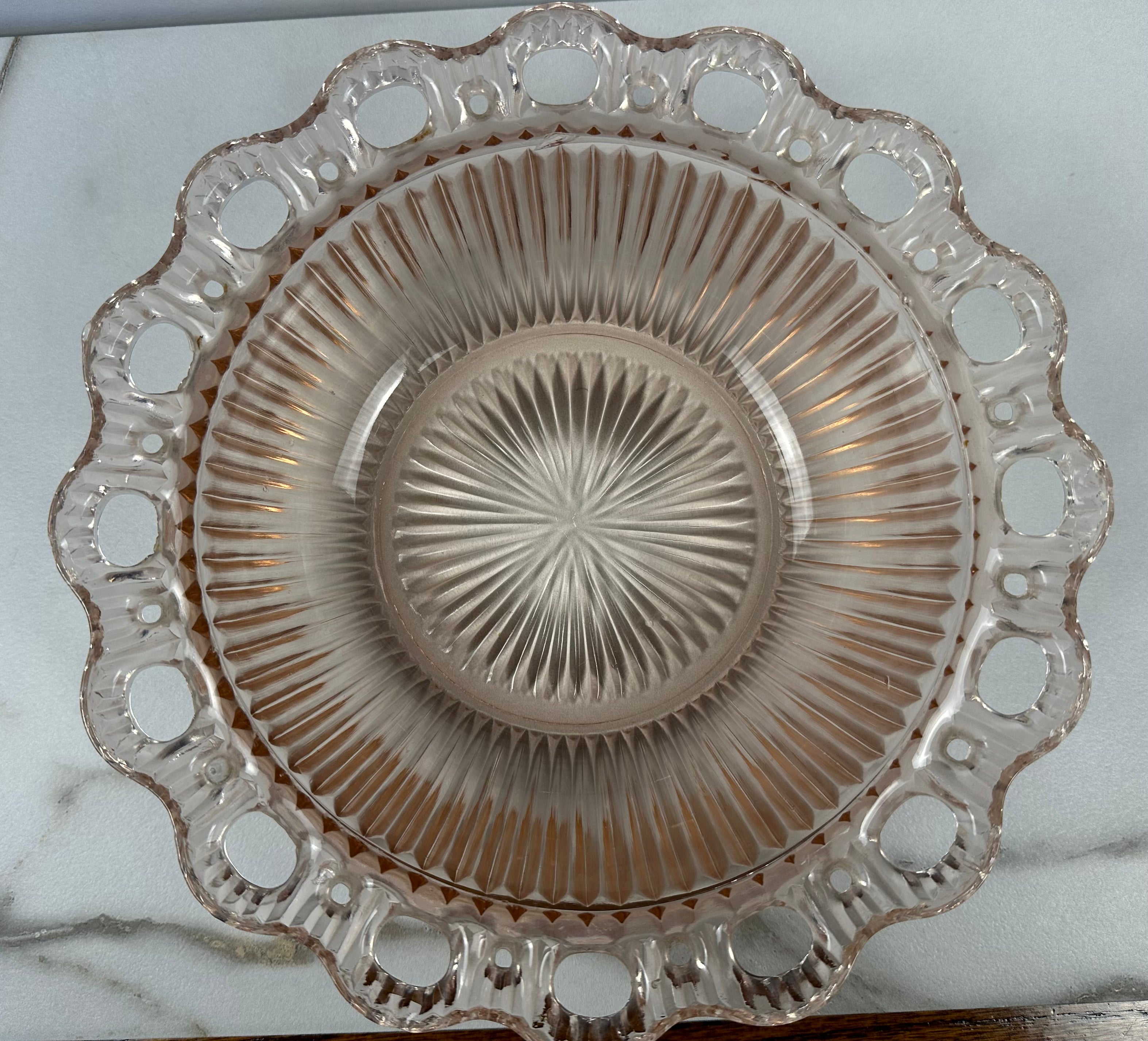 Pink Depression Glass Bowl - Lined  - “Colony Open Lace” Anchor Hocking | 1935- 1938