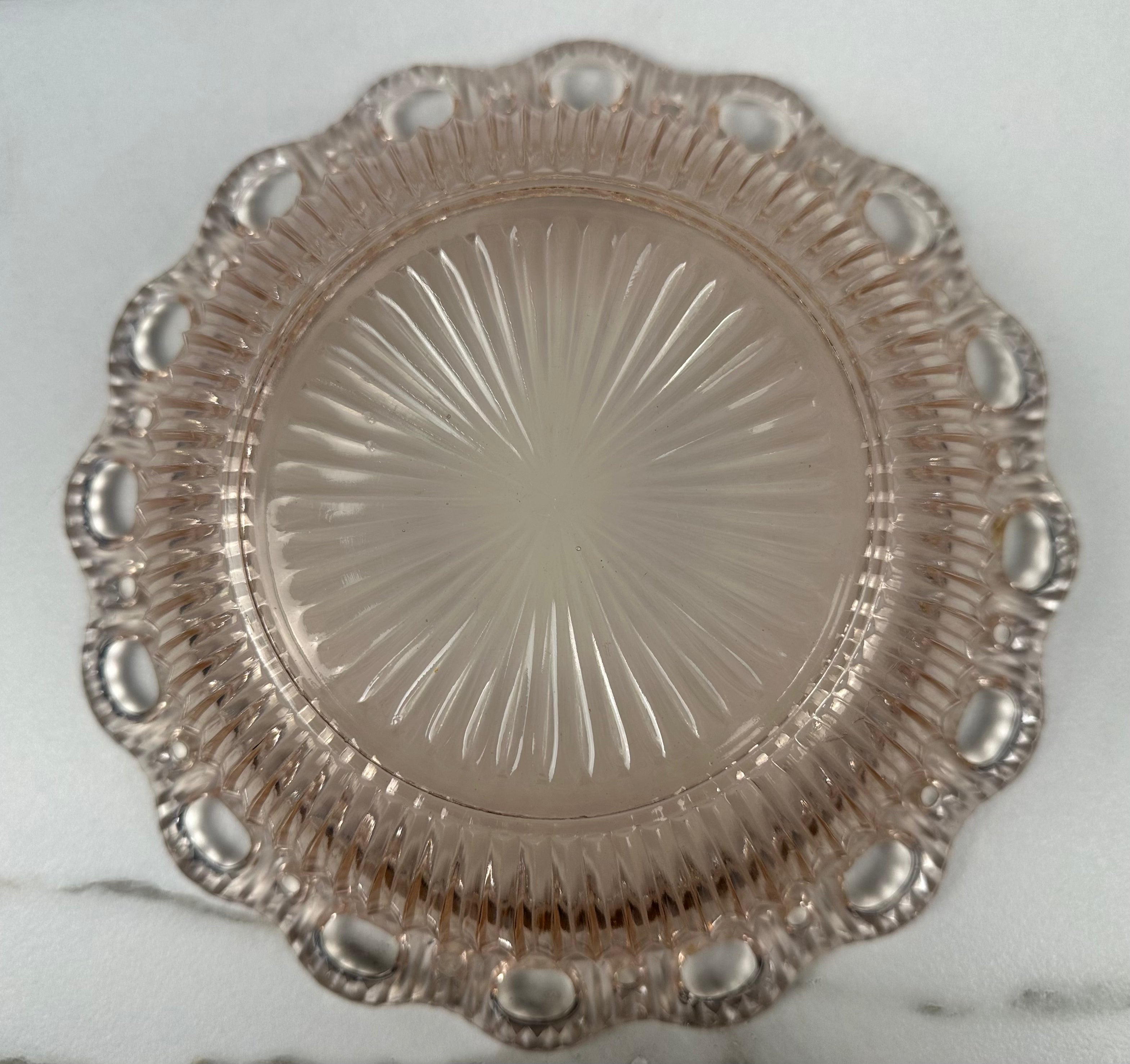 Pink Depression Glass Bowl - Lined  - “Colony Open Lace” Anchor Hocking | 1935- 1938
