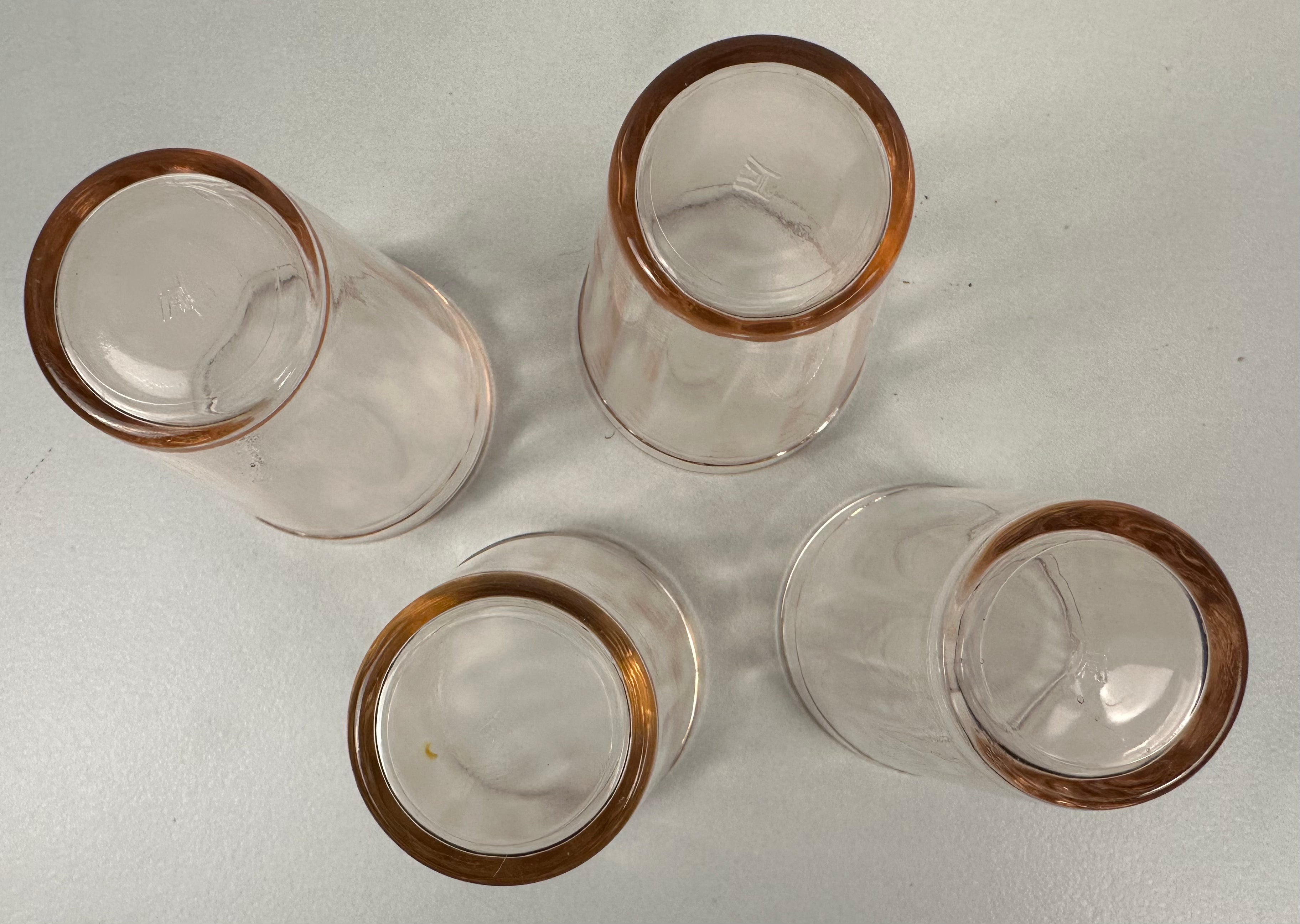 Pink Depression Glass 4 oz Glass - Banded  - “Pink Optic” Hazel Atlas |
