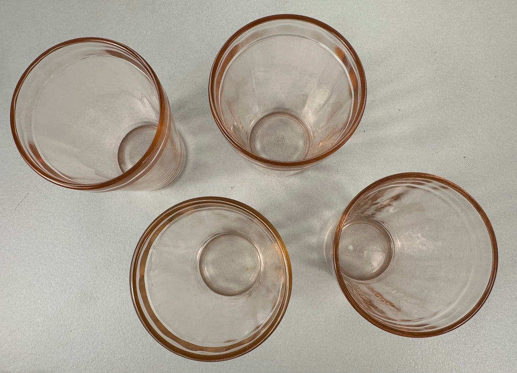 Pink Depression Glass 4 oz Glass - Banded  - “Pink Optic” Hazel Atlas |