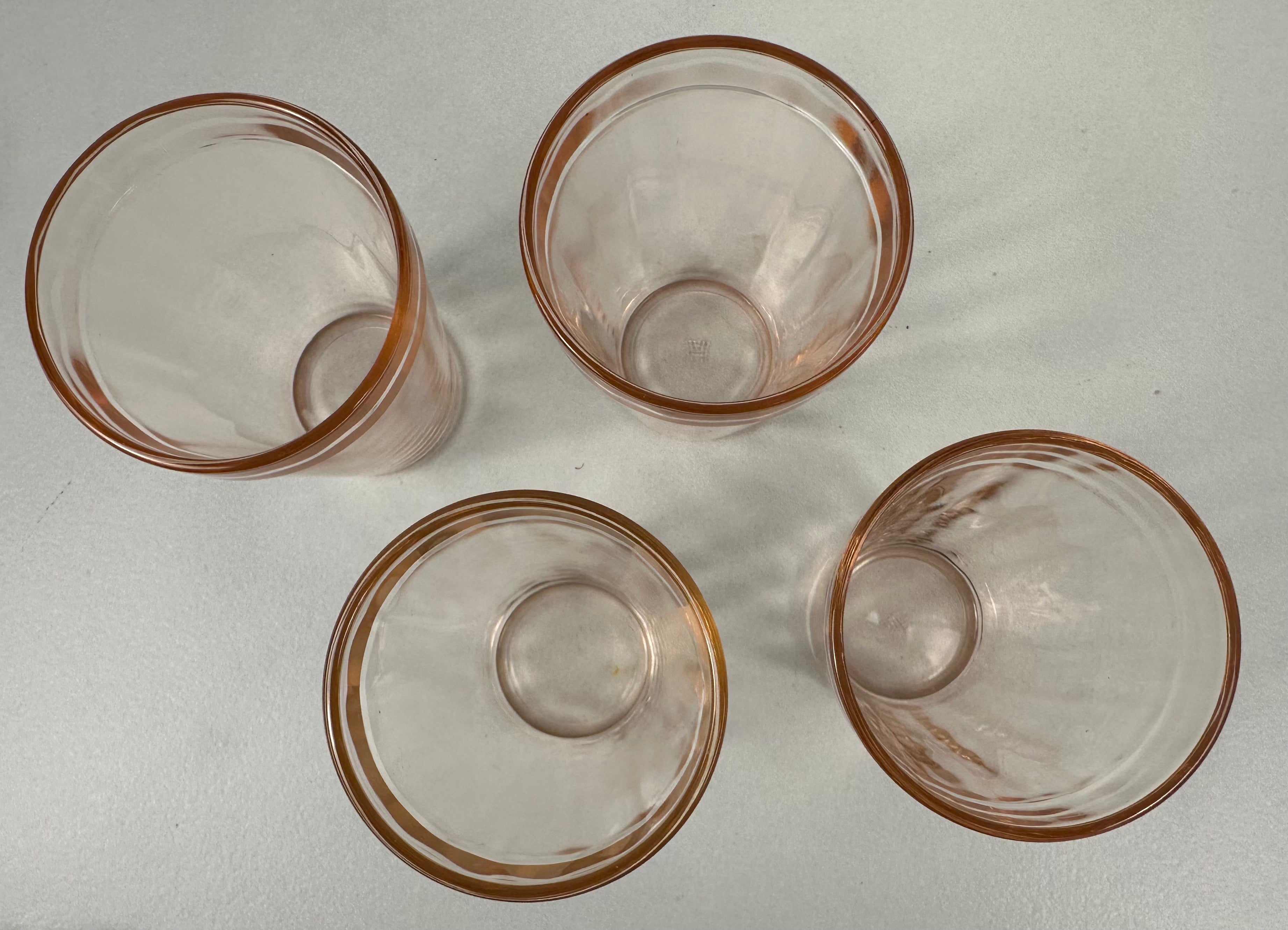 Pink Depression Glass 4 oz Glass - Banded  - “Pink Optic” Hazel Atlas |