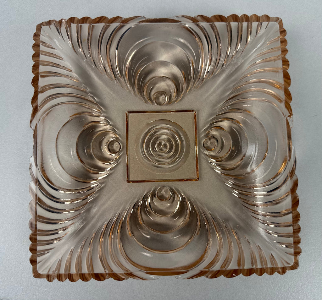Pink Depression Square Candy Dish- “Soundwave” Hazel Atlas| 1936-1939